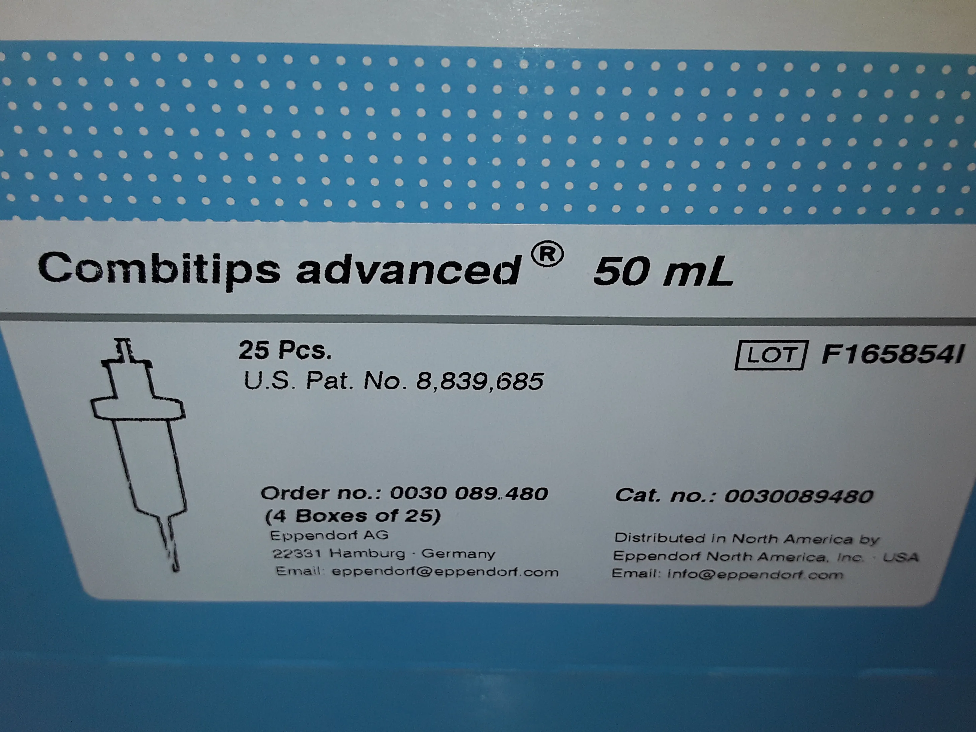 Eppendorf Combitips advanced 50ml X 100 C/N 0030089480 Liquid Handling Accessory