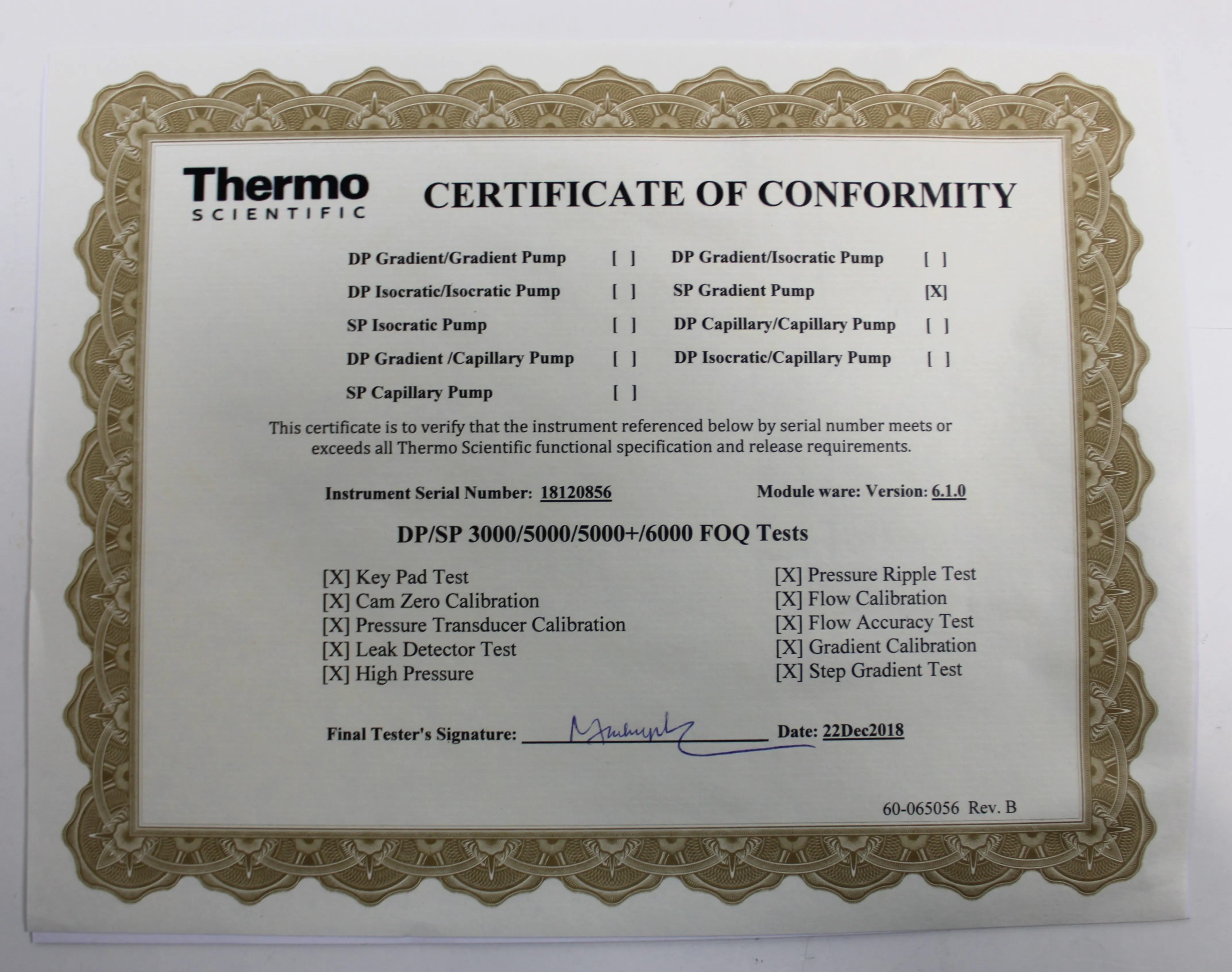 Thermo Scientific Dionex ICS-5000+ SP-5 Single Pump, P/N: 075925