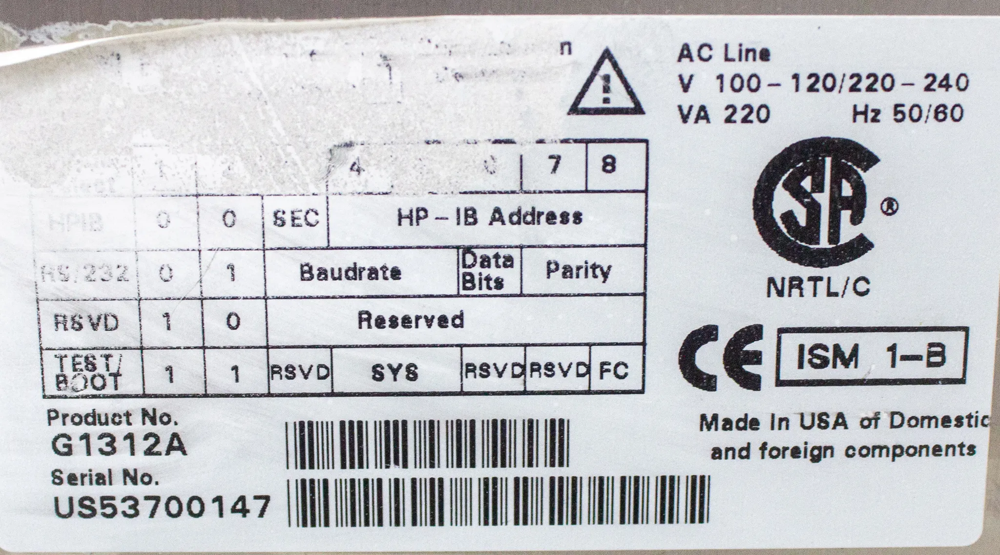 Hewlett Packard 1100 Series G1312A Binary Pump