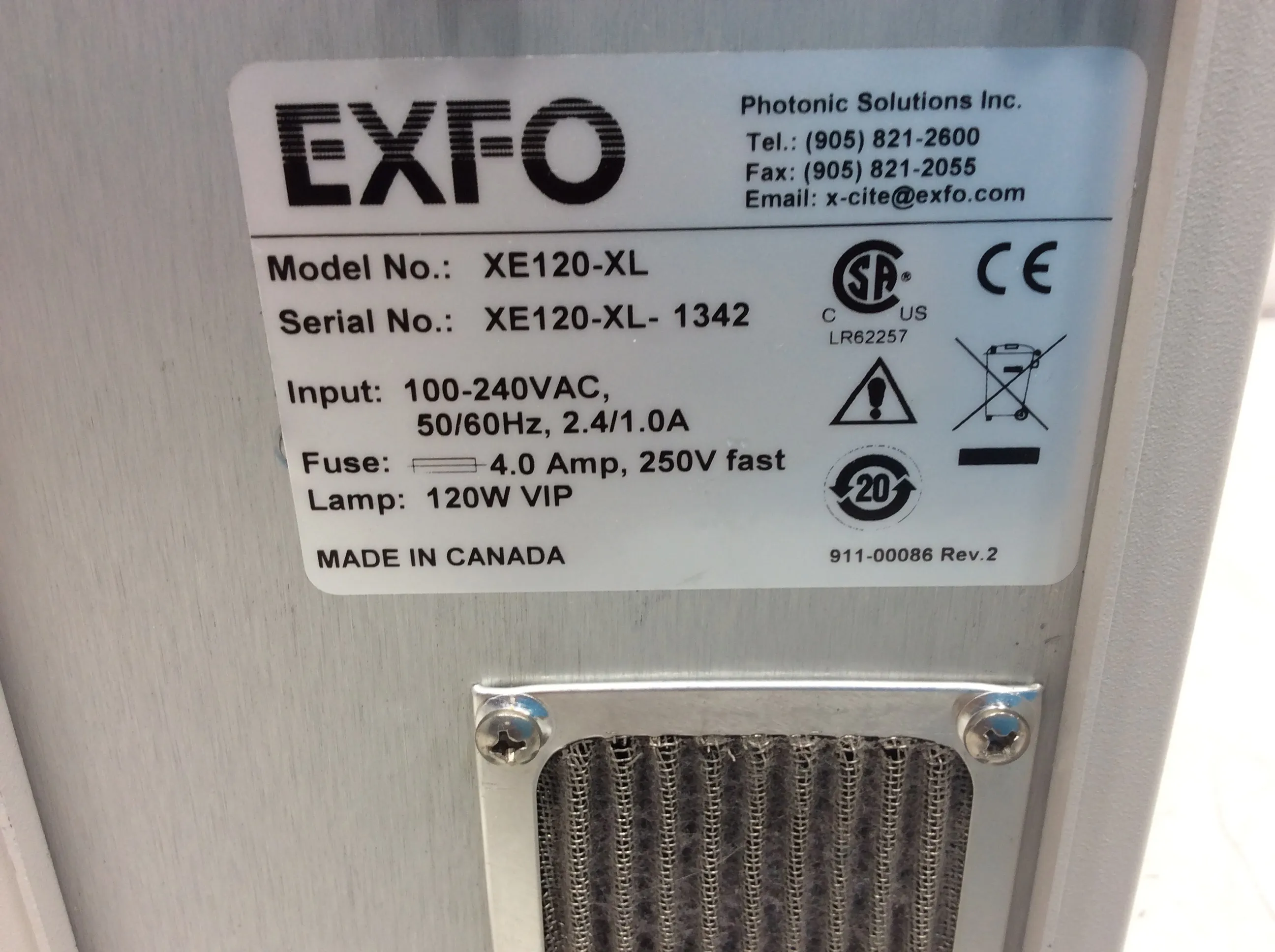 Used EXFO X-Cite Series 120 Fluorescence Illumination System