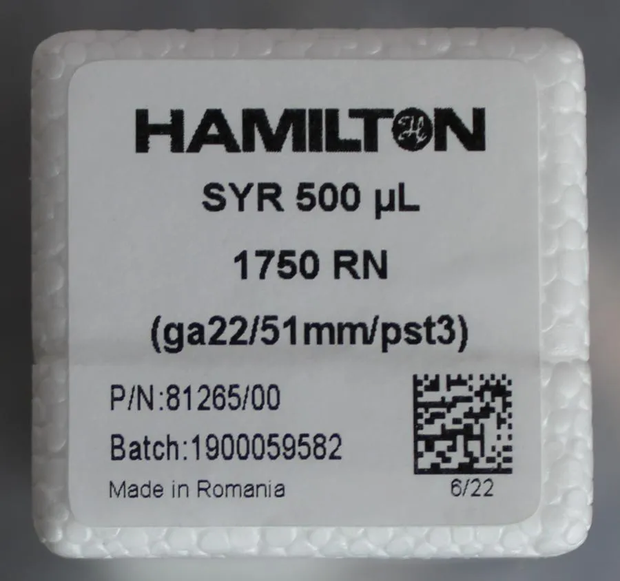 Hamilton 500uL, 1750 RN, 22 gauge, REF: CSP81265 G As-is, CLEARANCE!