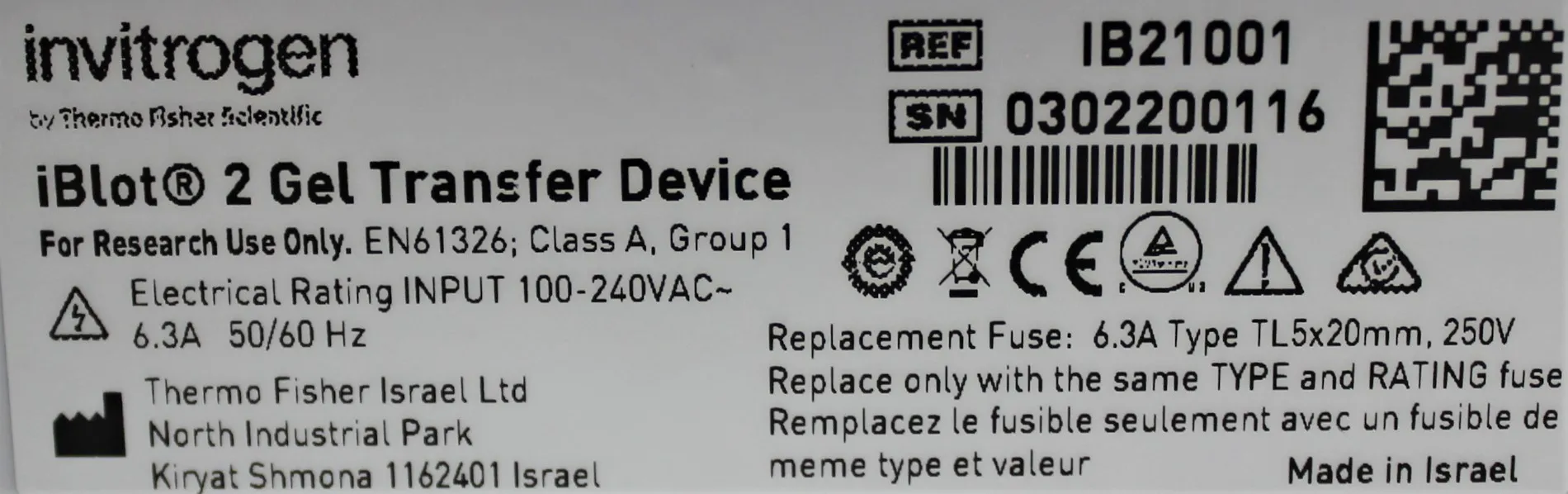 Invitrogen iBlot2 IB21001 Gel Transfer Device