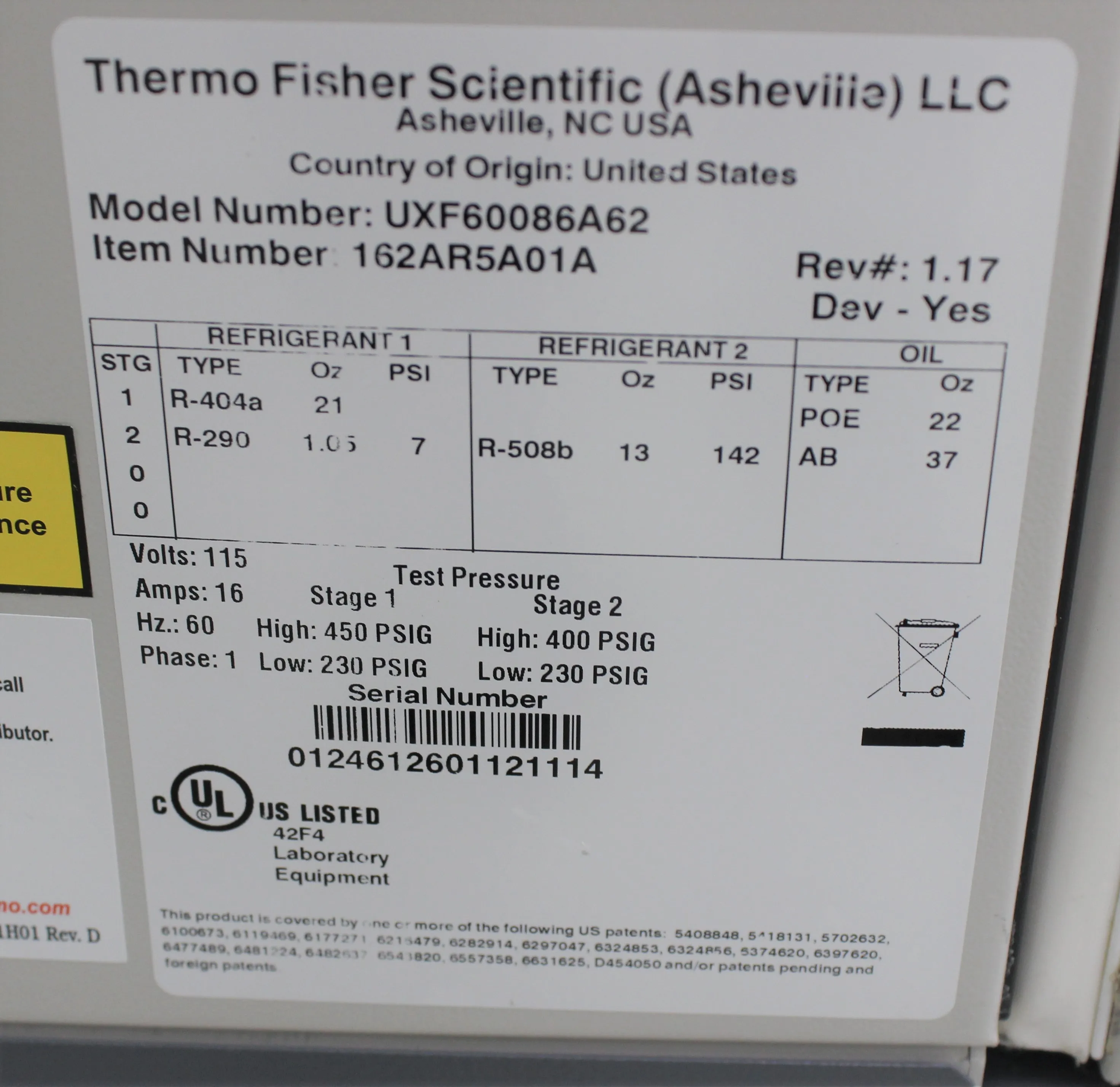 Thermo Scientific Revco UxF -86C Upright Ultra-Low Temperature Freezers UxF60086A