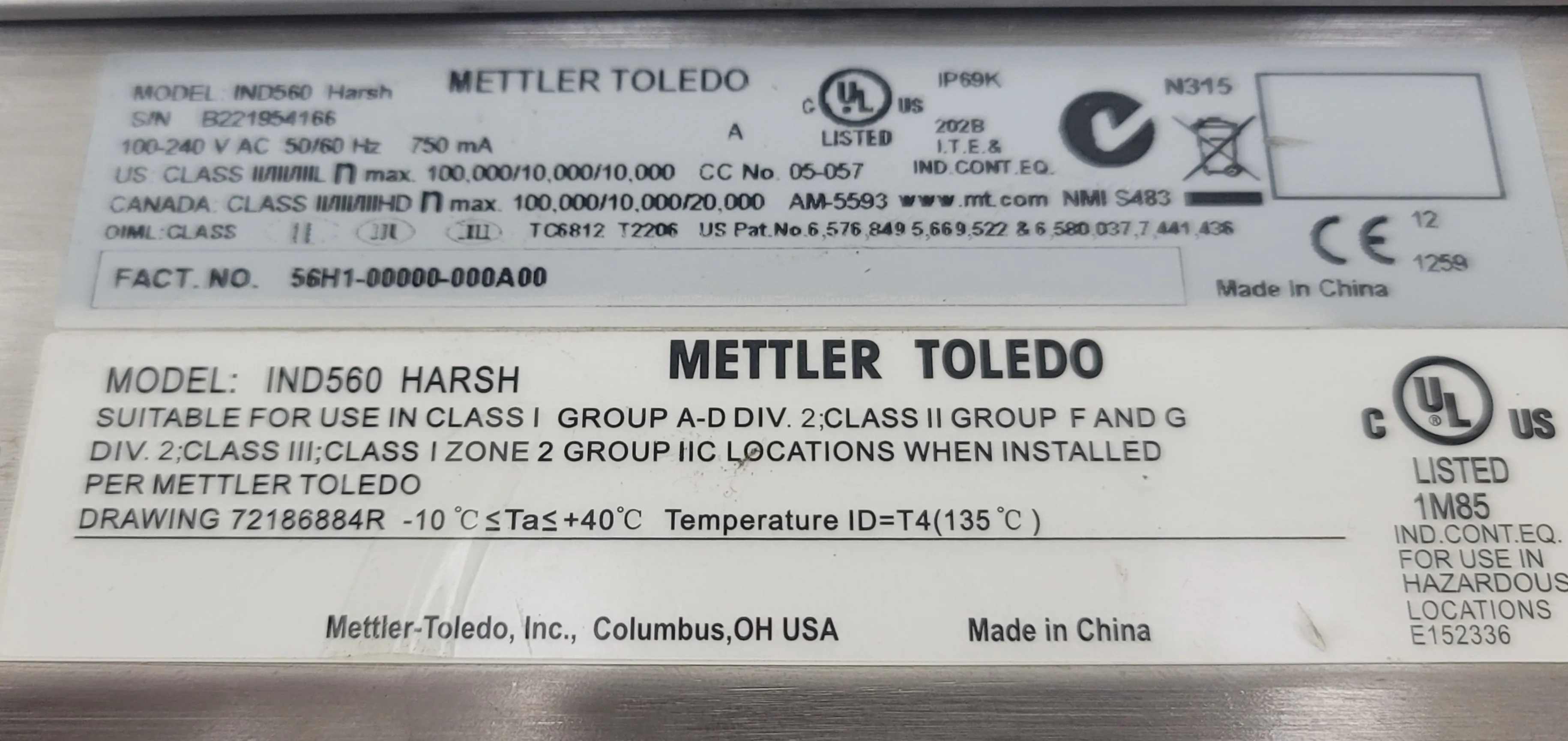 Mettler-Toledo IND560 Bench Scale / Floor Scale with Stainless Steel Construction