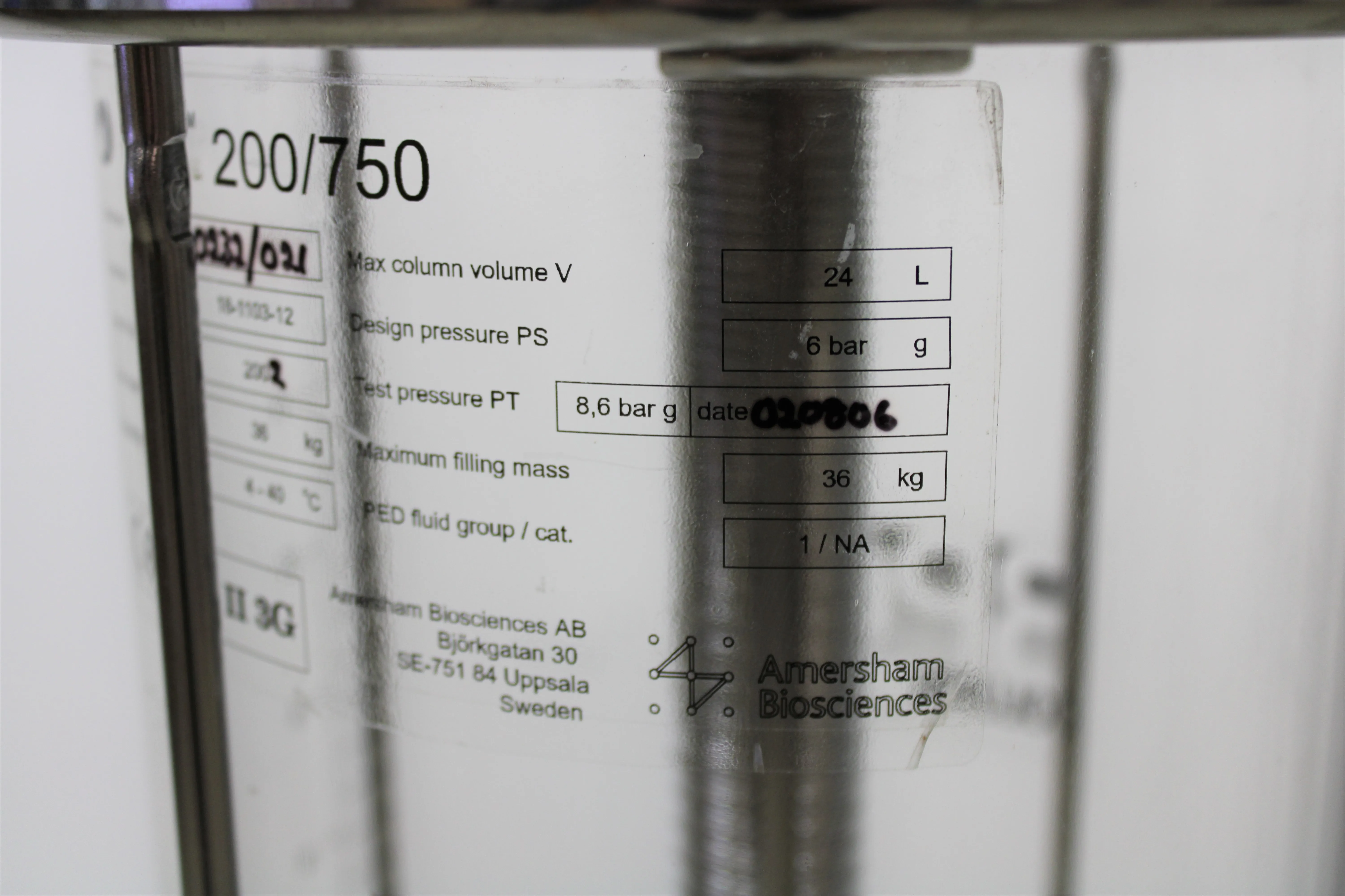 Amersham Biosciences BPG 200/750 Glass Chromatography Columns