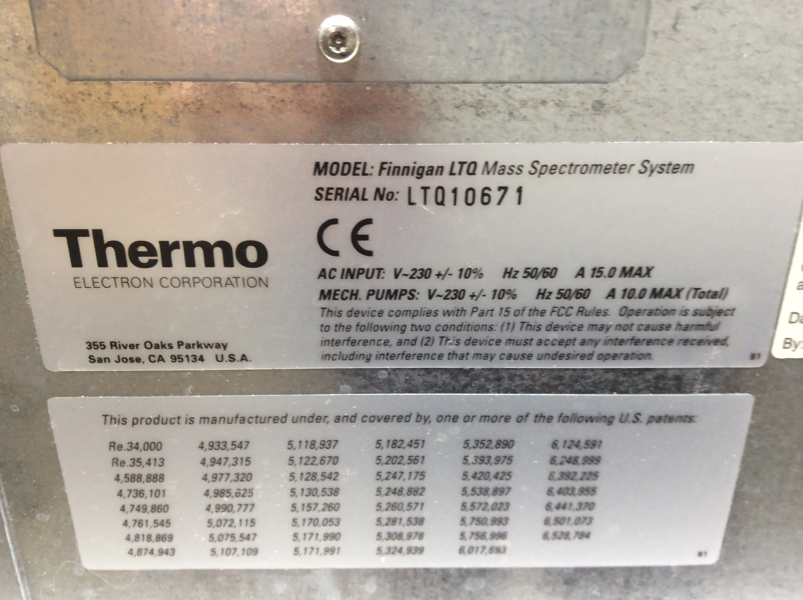 Thermo Electron Corporation Finnigan LTQ Mass Spectrometer System