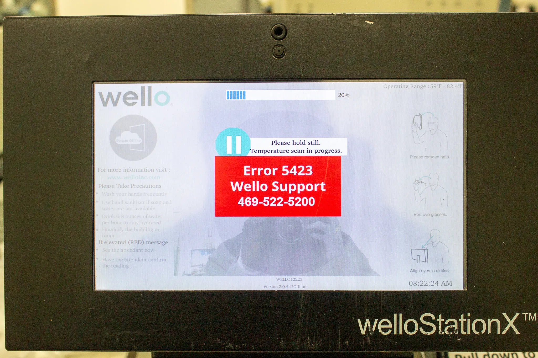 Wello Temperature Screening Station Non-Contact Thermometer Wello Station X Kiosk - AS/IS