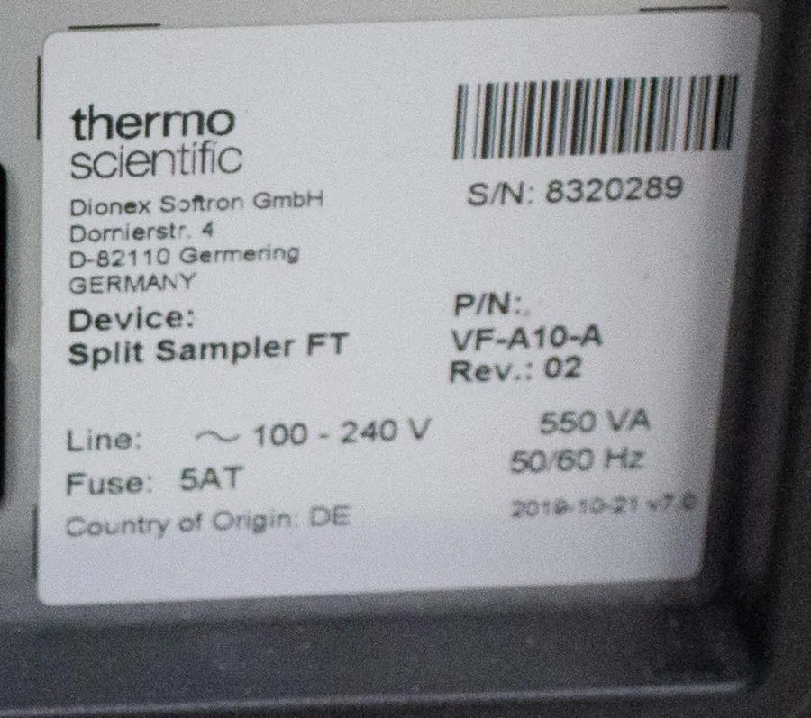 Thermo Scientific Dionex Vanquish Split Sampler FT P/N VF-A10-A