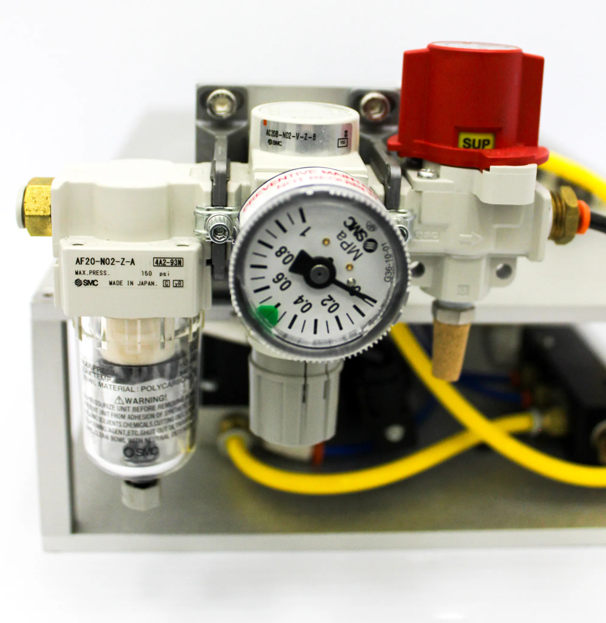 SMC MXS8-30P Custom Stopper Base with Regulator and Filter