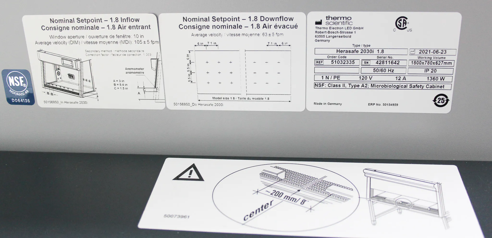 Thermo Scientific Herasafe 2030i Class II A2 Biological Safety Cabinet 51032335