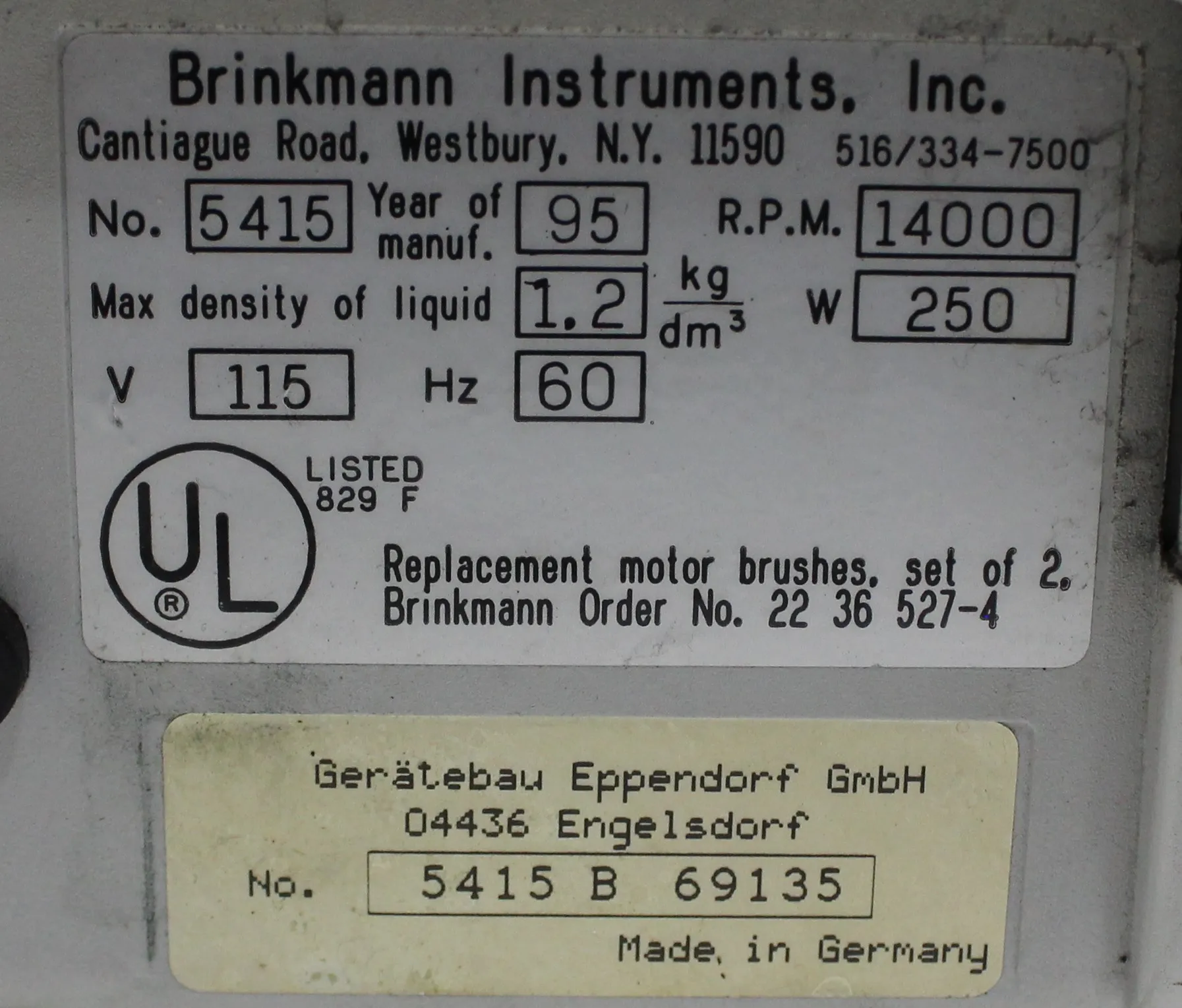 Eppendorf 5415C Tabletop Microfuge with Analog Control