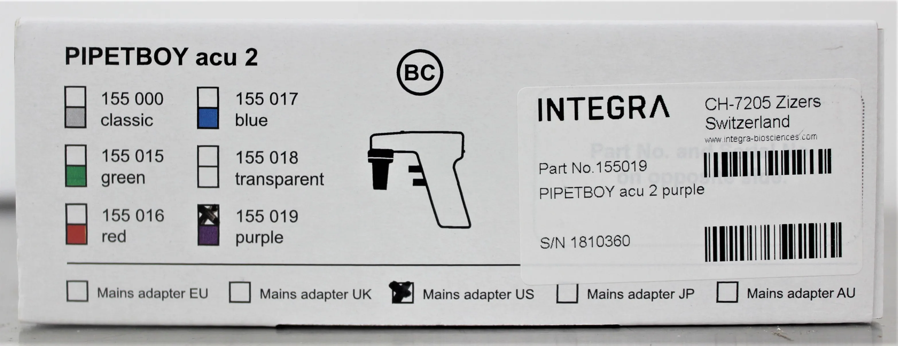 Integra Biosciences Pipetboy 2 Pipet - Lab Pipettor Dispenser 1-100mL 120V 50/60Hz