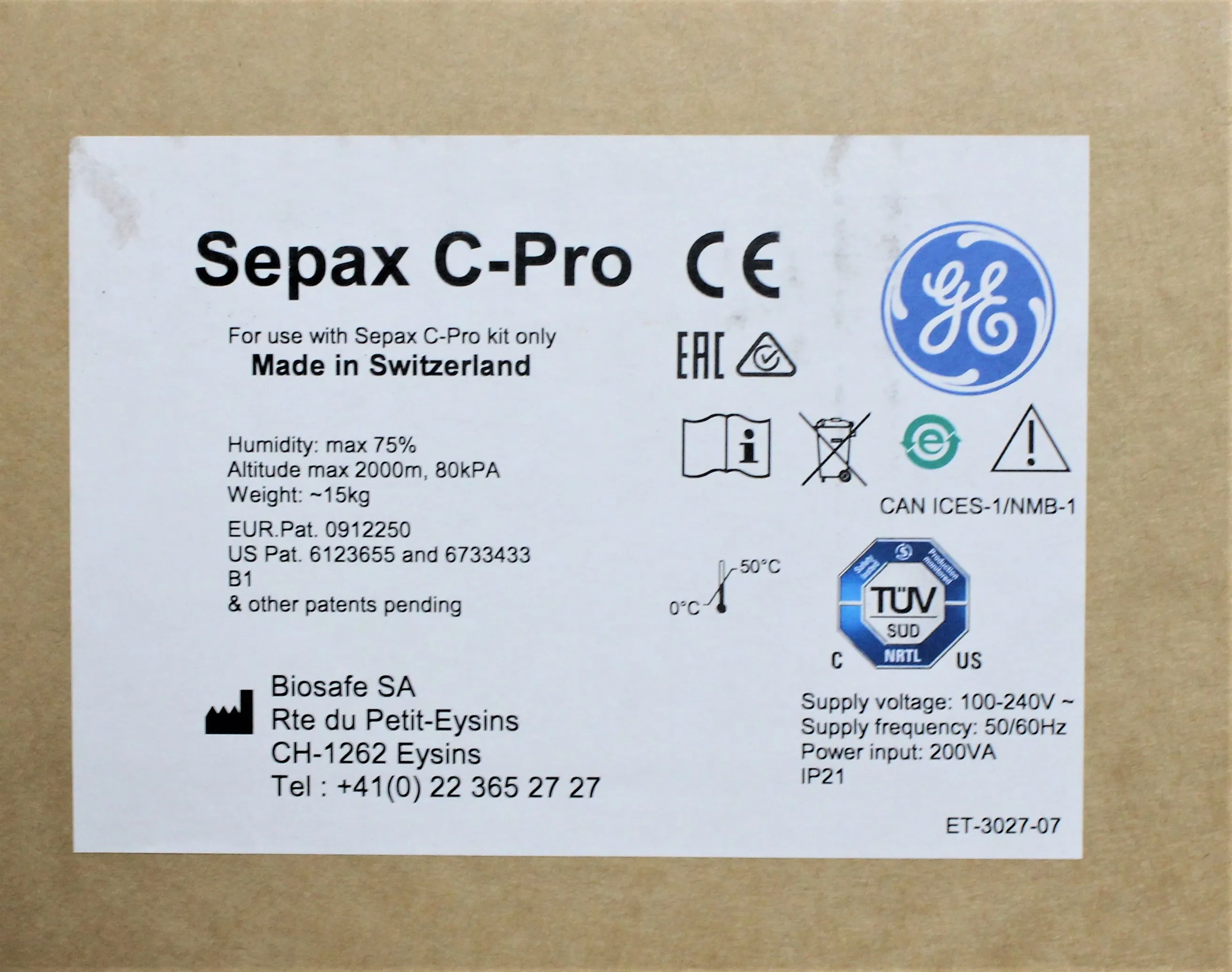 GE Healthcare Sepax C-Pro Perfusion System