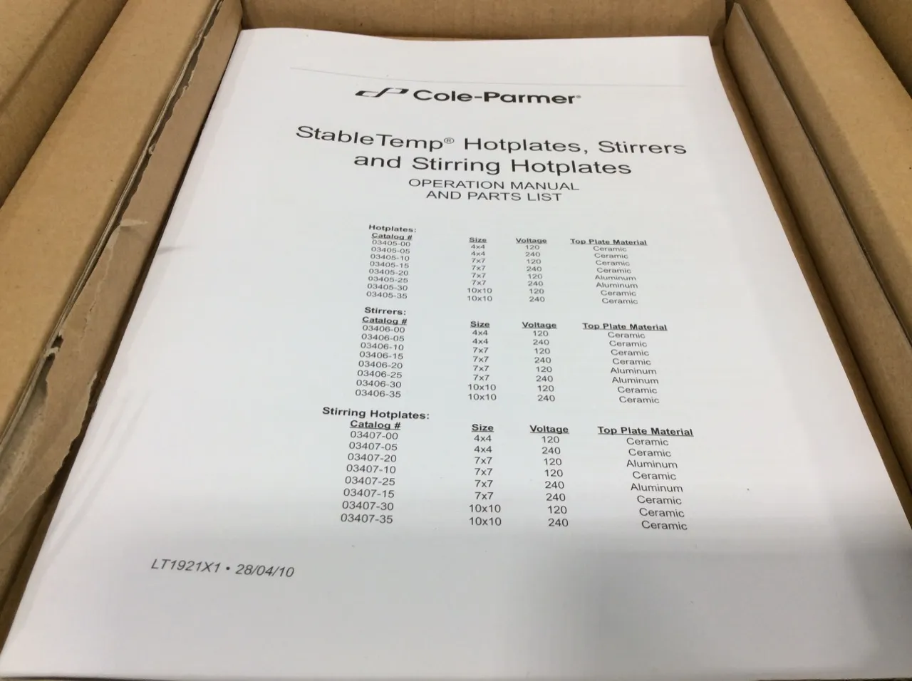 Cole Parmer StableTemp Cat. 03407-10 Heated Stir Plate 7" x 7"