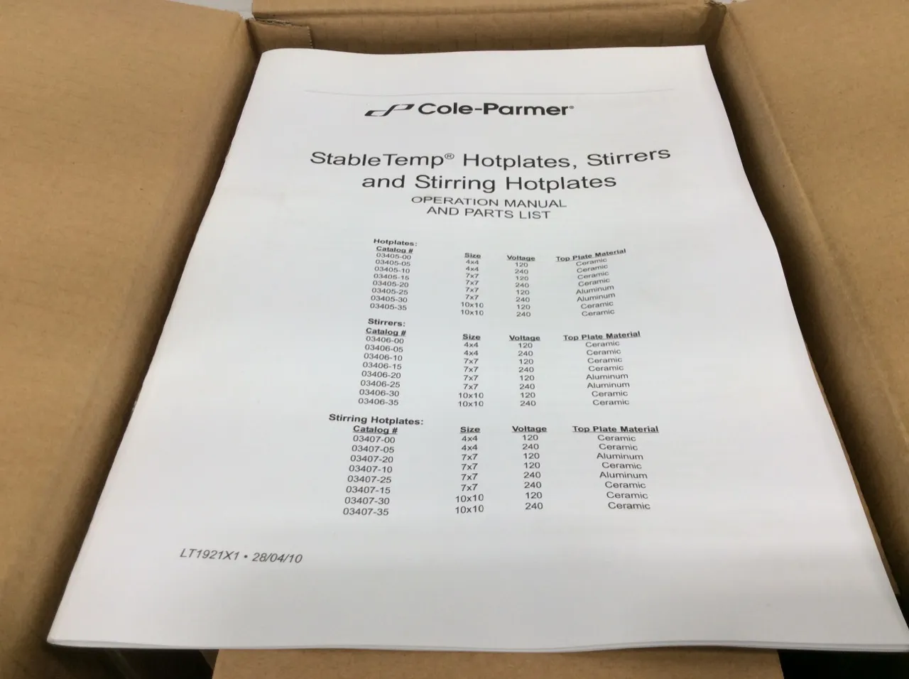 Cole Parmer StableTemp Hotplate Stirrer Cat. 03407-05