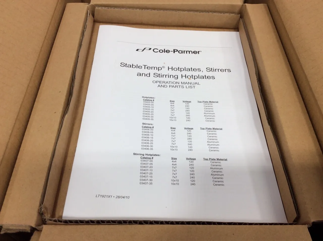 Cole Parmer StableTemp Hotplate Cat. 03405-10