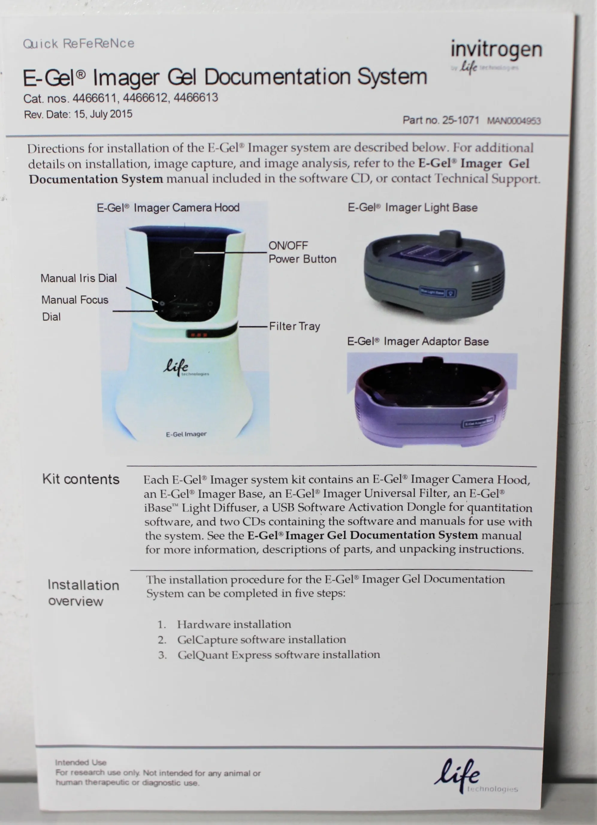 Life Technologies 4466602 UV Light Base