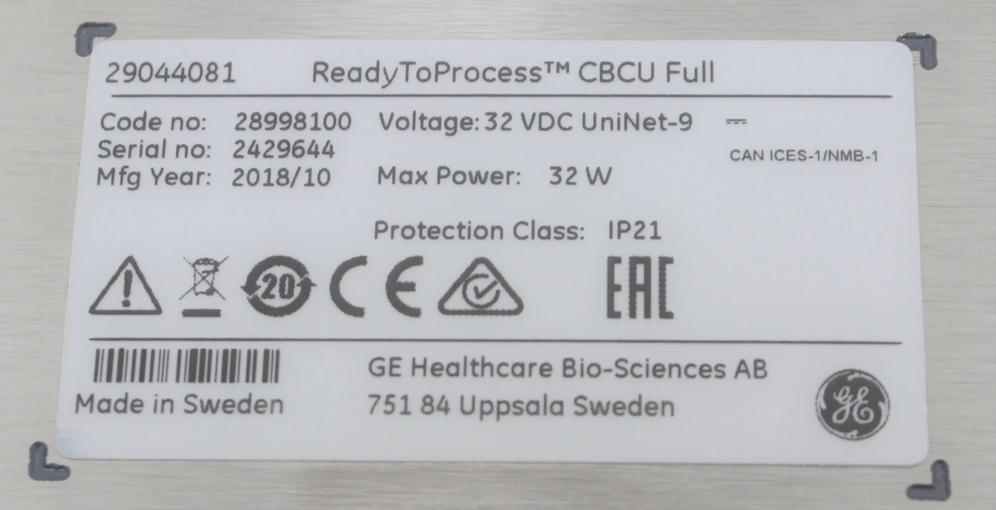 GE ReadyToProcess CBCU Full Cell Counting / Sorting Unit