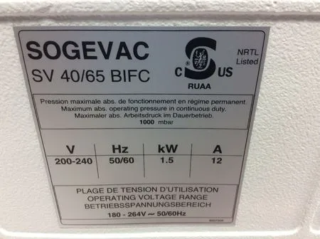 Sogevac SV65 BI FC Vacuum Pump - Used