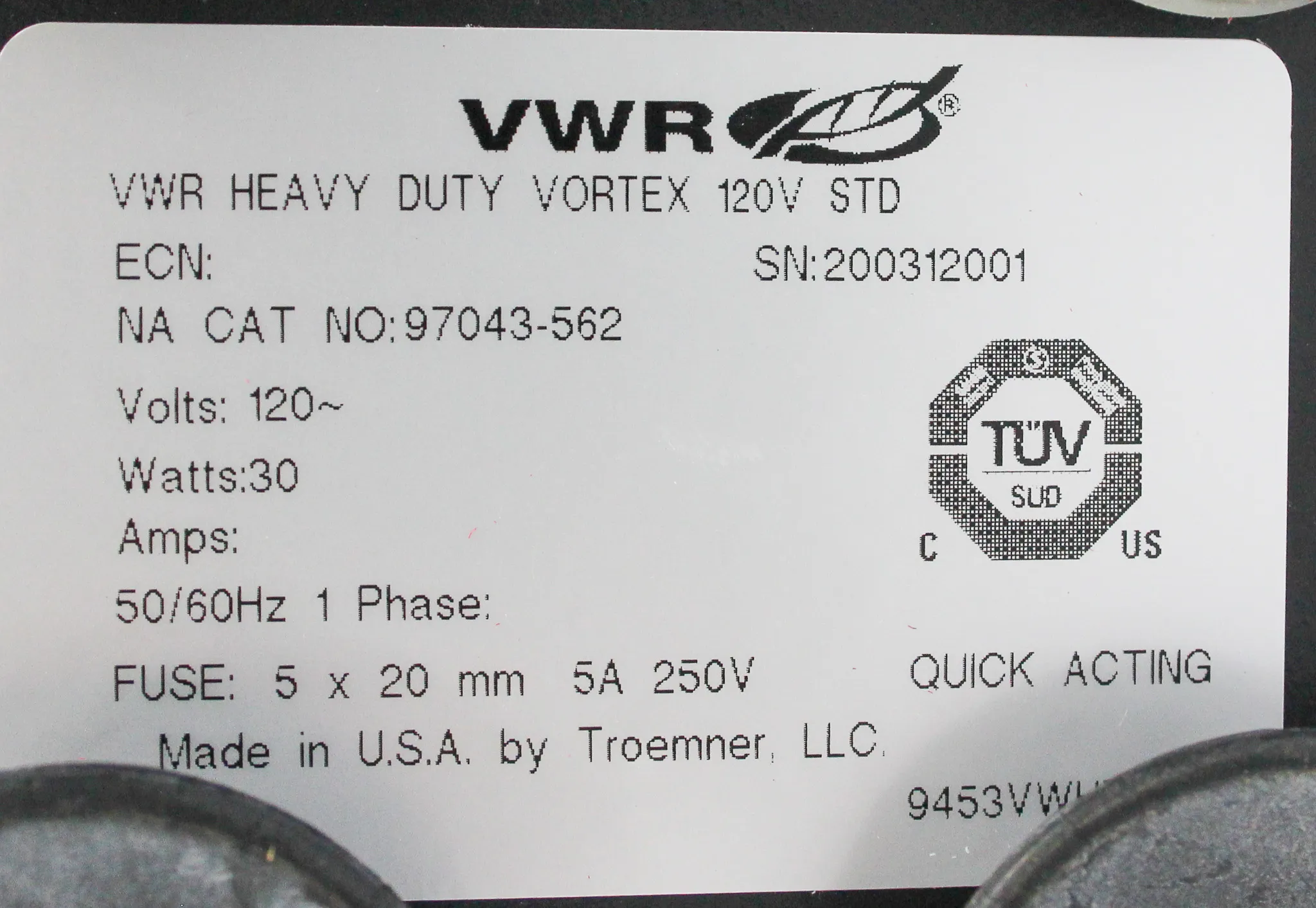 VWR Heavy Duty Vortex Mixer 120V Cat# 97043-562