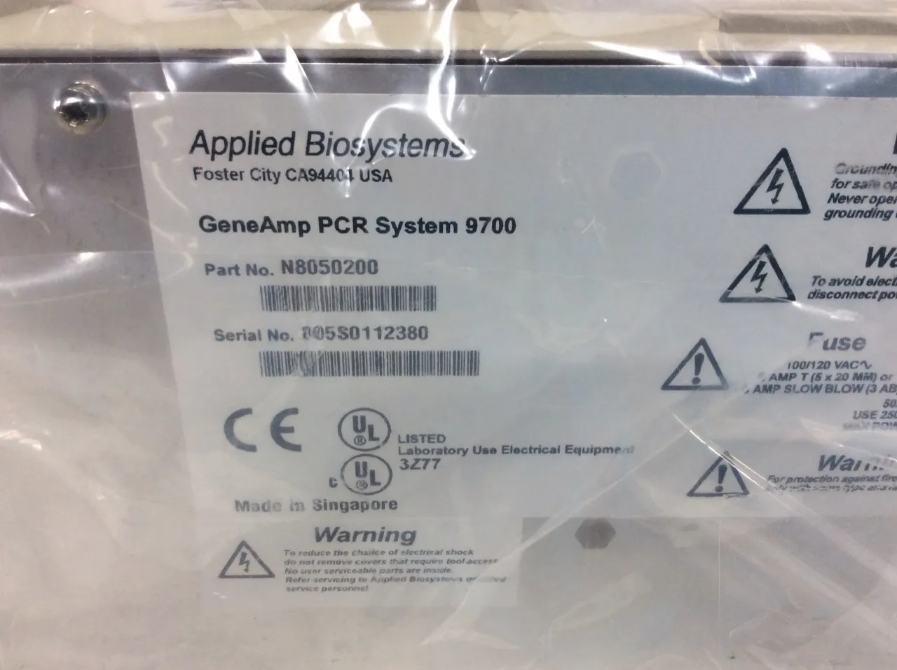 Applied Biosystems GeneAmp PCR System 9700 96-well Thermal Cycler