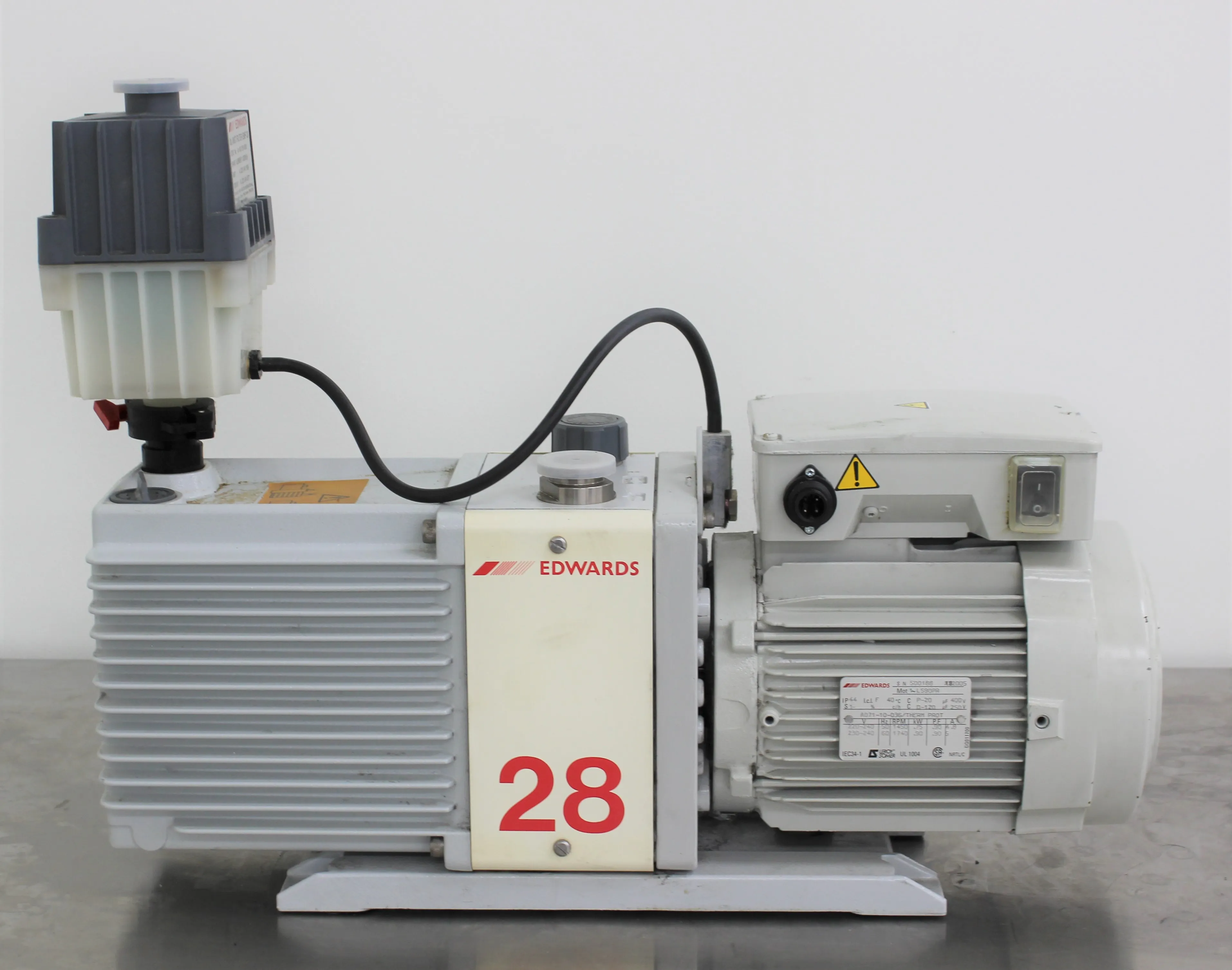 Edwards E2M28 Rotary Vane Dual Stage Vacuum Pump E2M28 240V 50Hz/60Hz 30-Day Warranty, 100% Parts and Labor