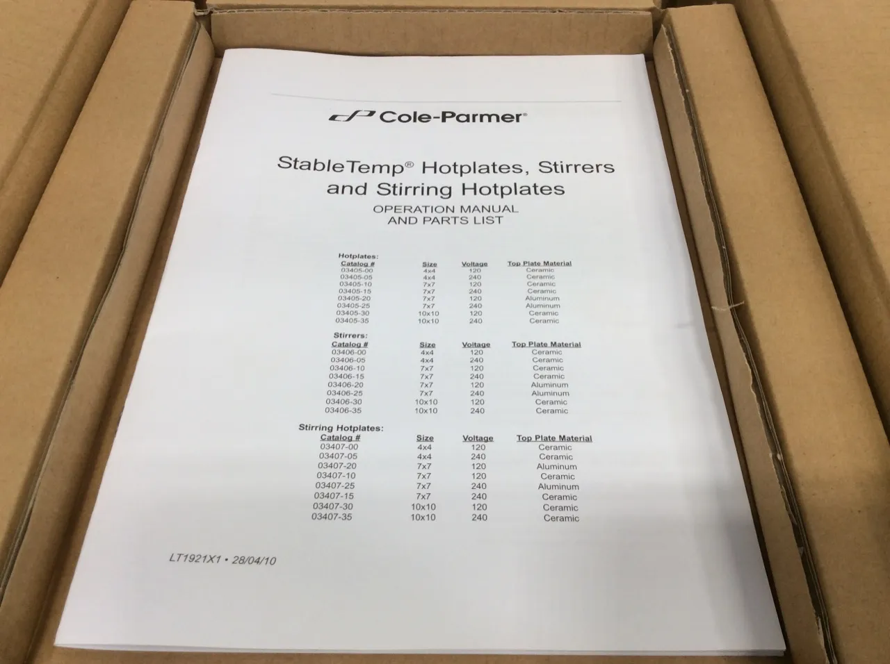 Cole Parmer StableTemp Hotplate Cat.03405-10 Lab Equipment