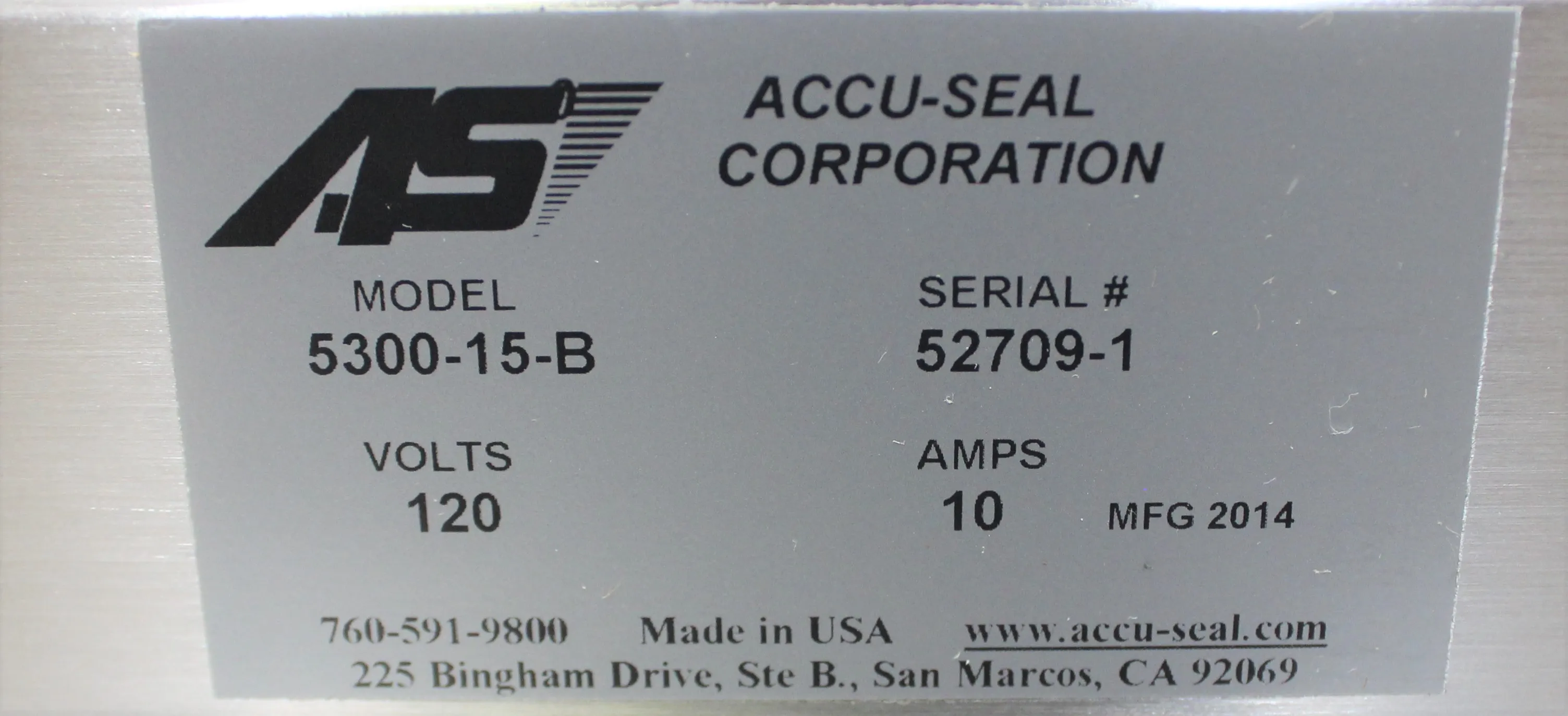 Accu-Seal Corporation 5300-15-B Medical Pouch Sealer