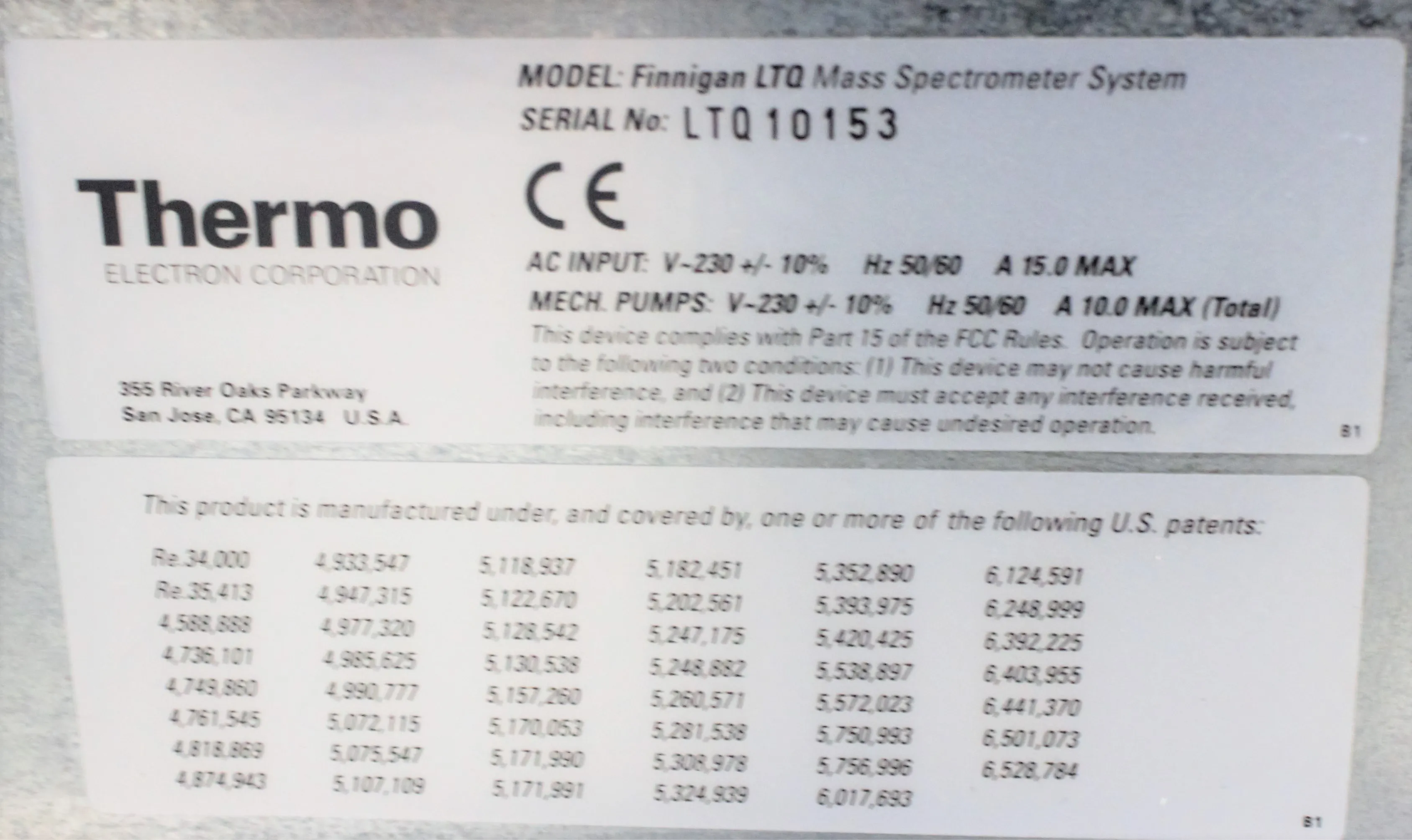 Thermo Electron Finnigan LTQ Mass Spectrometer