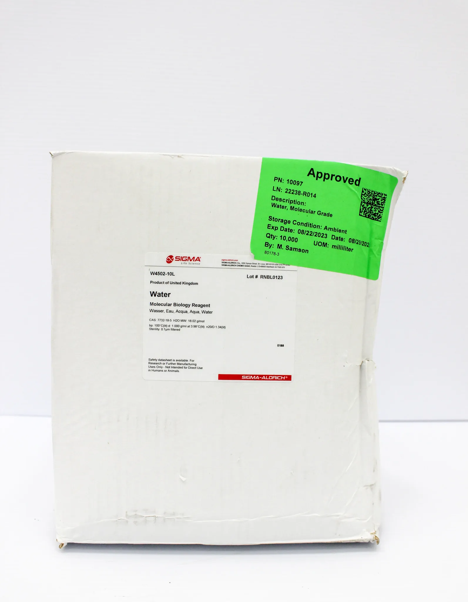 SIGMA W4502-10L Sterility Water Molecular Biology Reagent