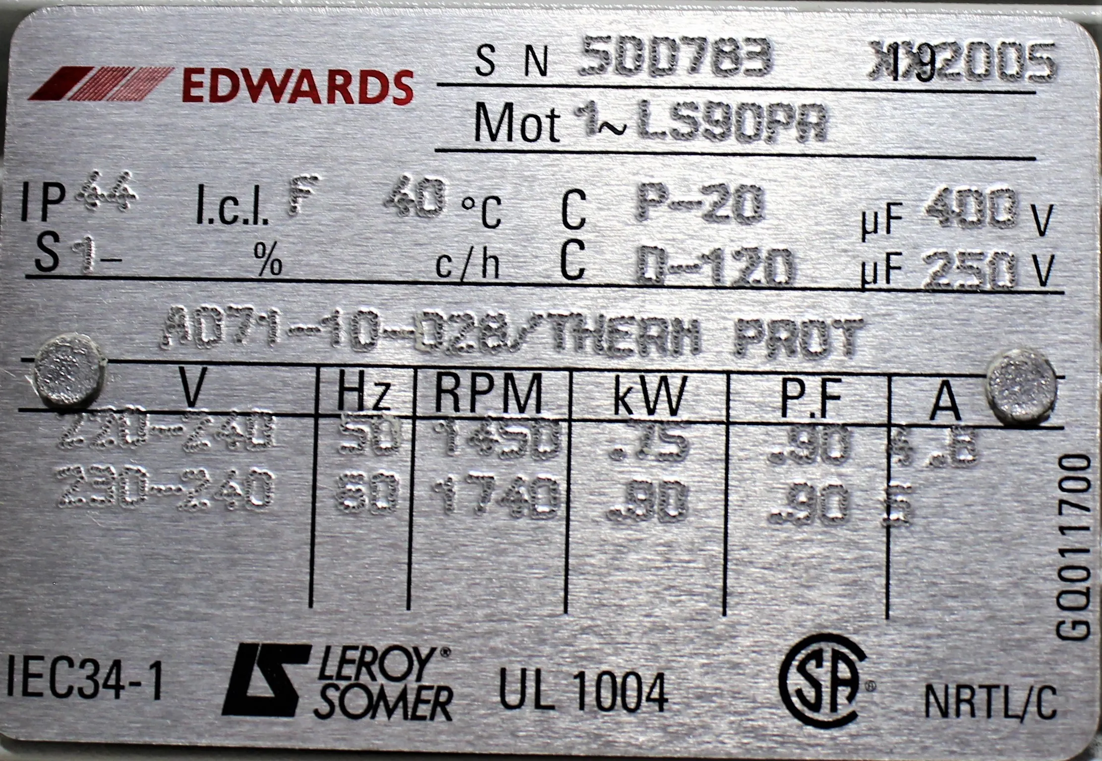 Edwards E2M30 Rotary Vane Vacuum Pump 208V - Used