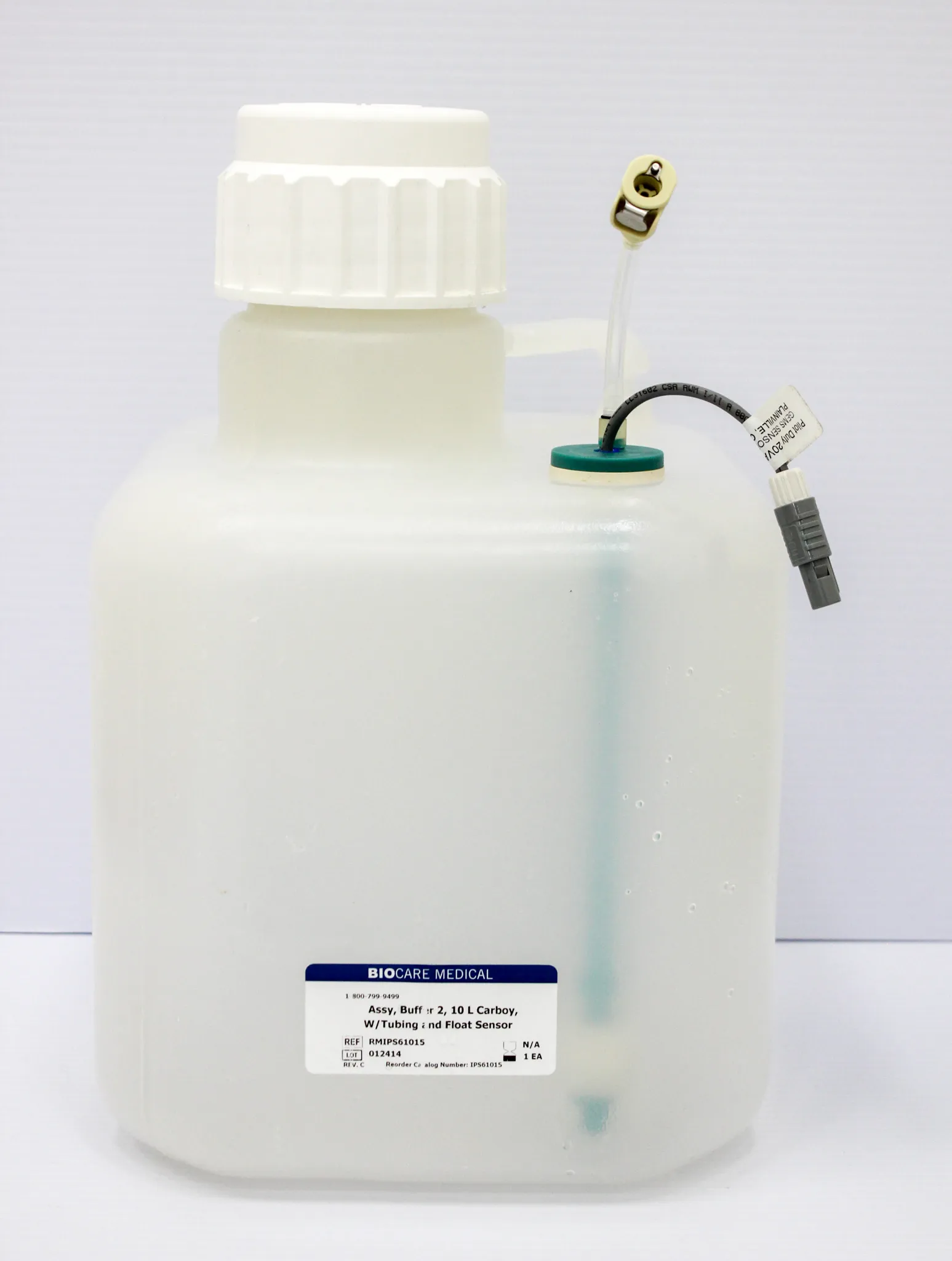 Biocare Medical Waste Carboy Assy, Buffer 2, 10L w/ Tubing and Float Sensor