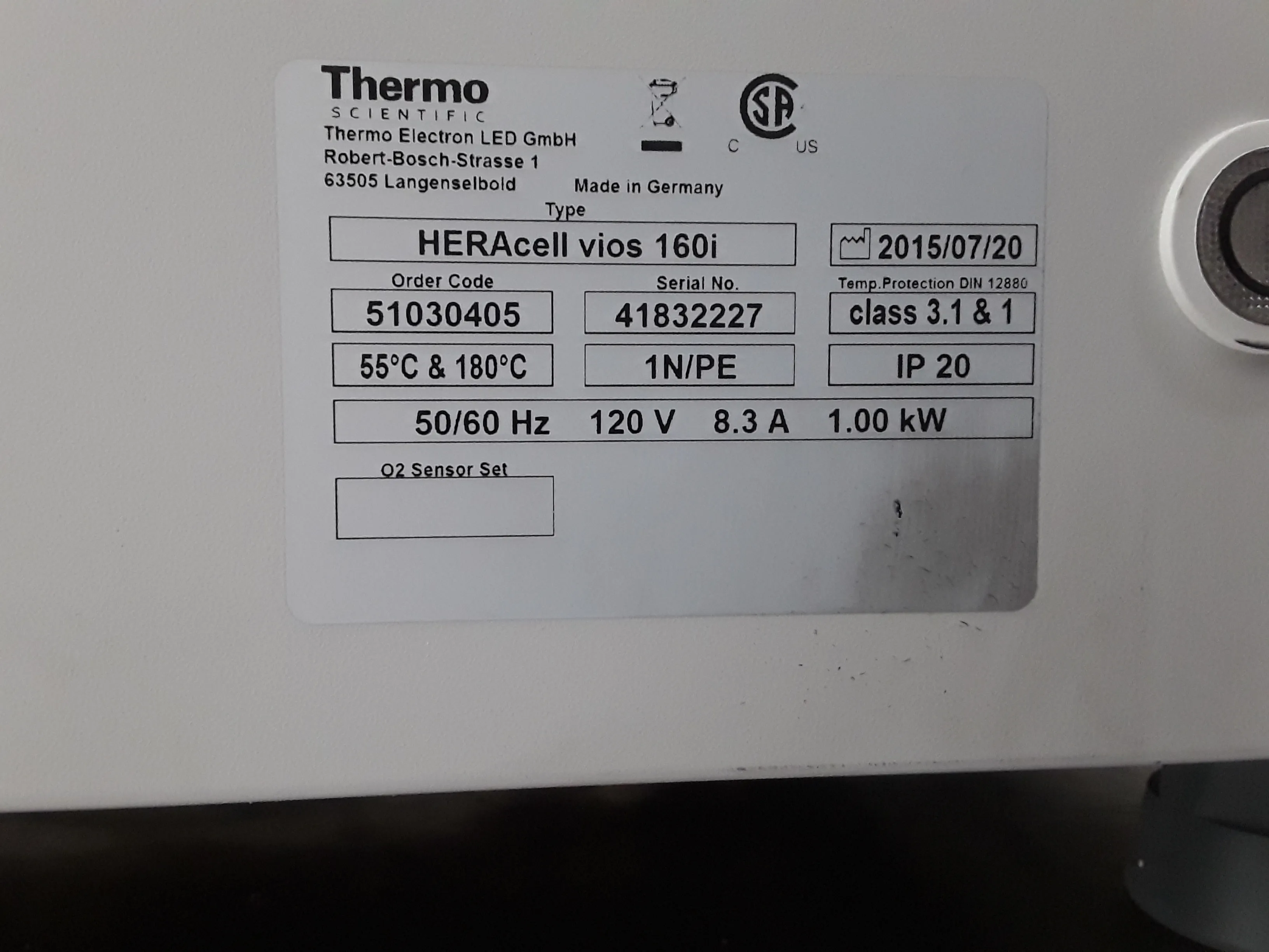 Thermo Scientific Heracell VIOS CO2 Incubator, Model 51030405