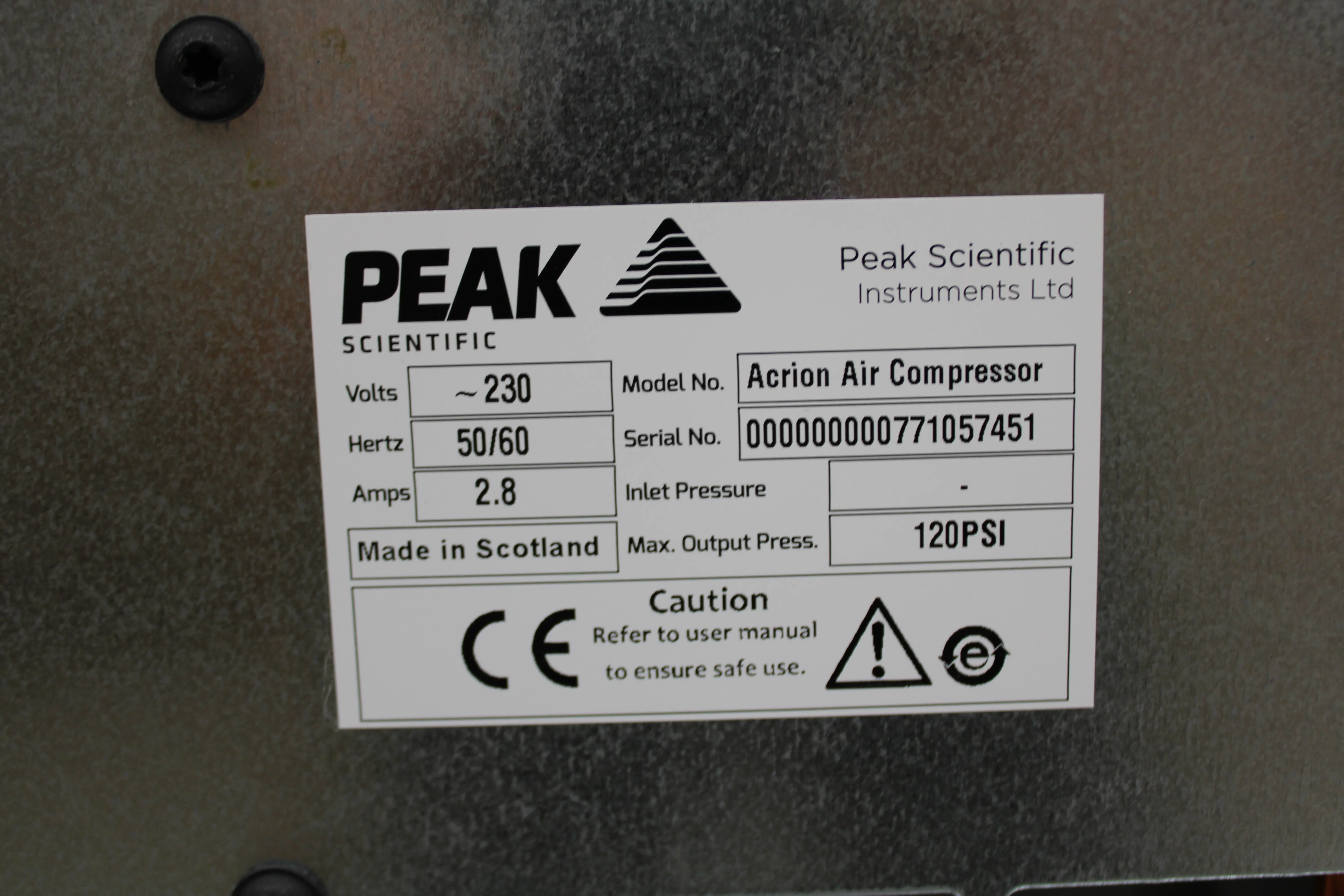 Peak Scientific Acrion Air Compressor