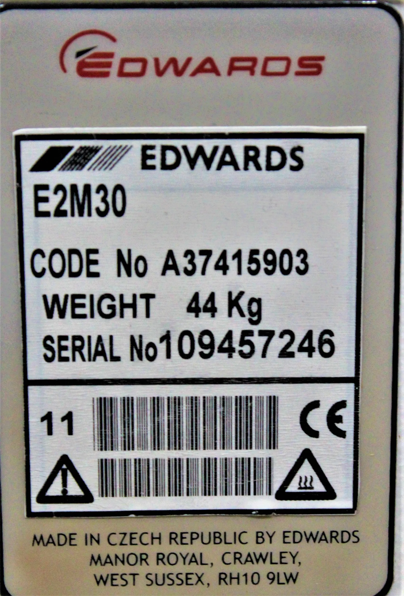 Edwards E2M30 Two-Stage Direct Drive Oil-Sealed Vacuum Pump - Used