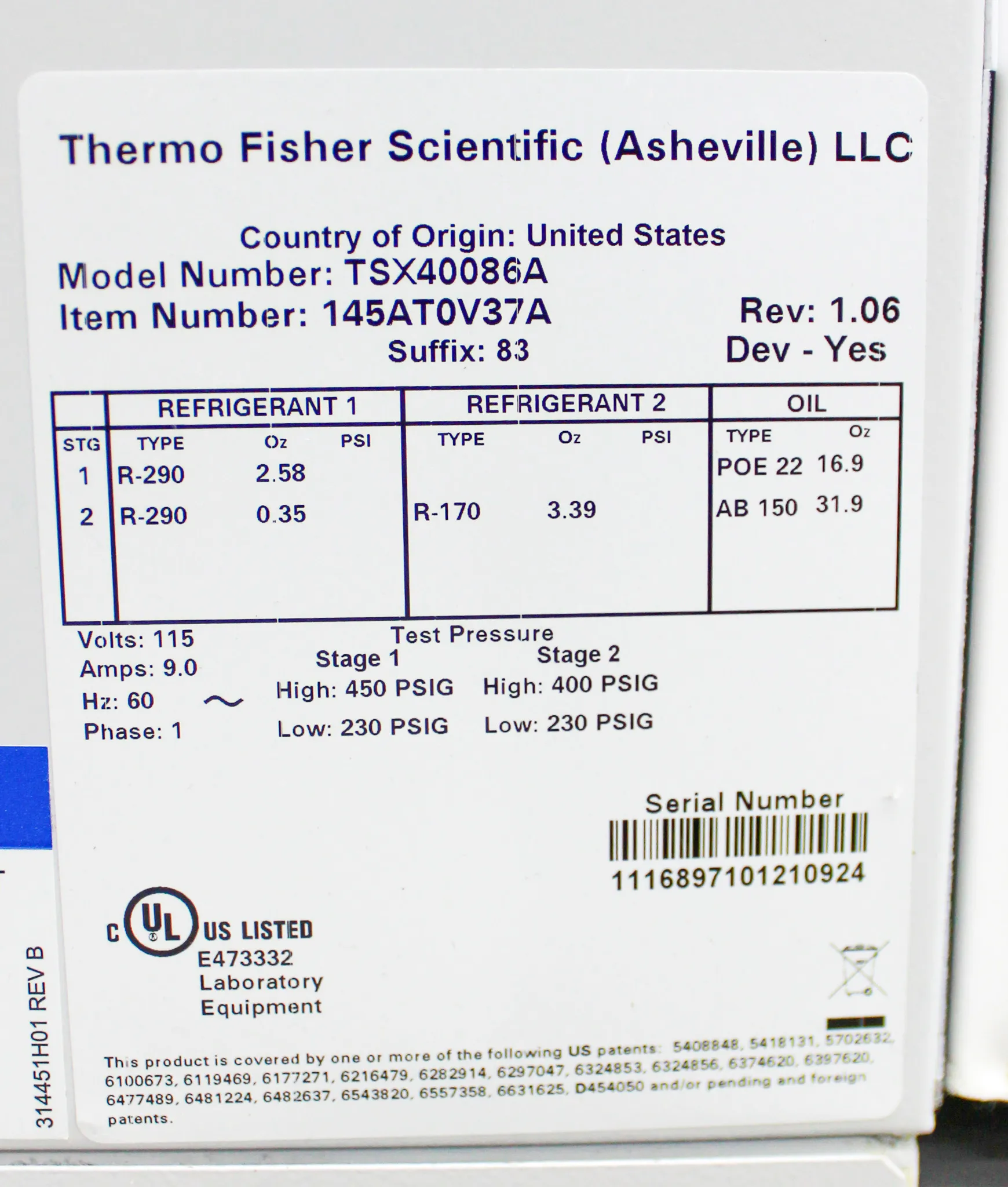 Thermo Scientific TSX Series Ultra-Low Temperature -80c Freezer Model TSX40086A