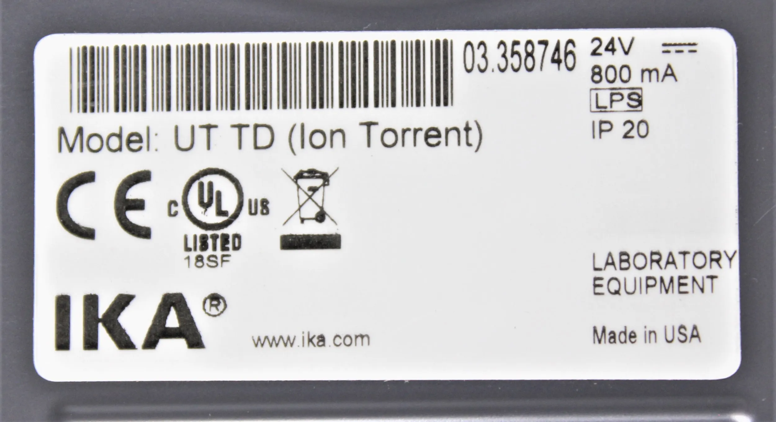 Ion Torrent Ultra-Turrax Tube Drive UT TD 1100 rpm Vortexer