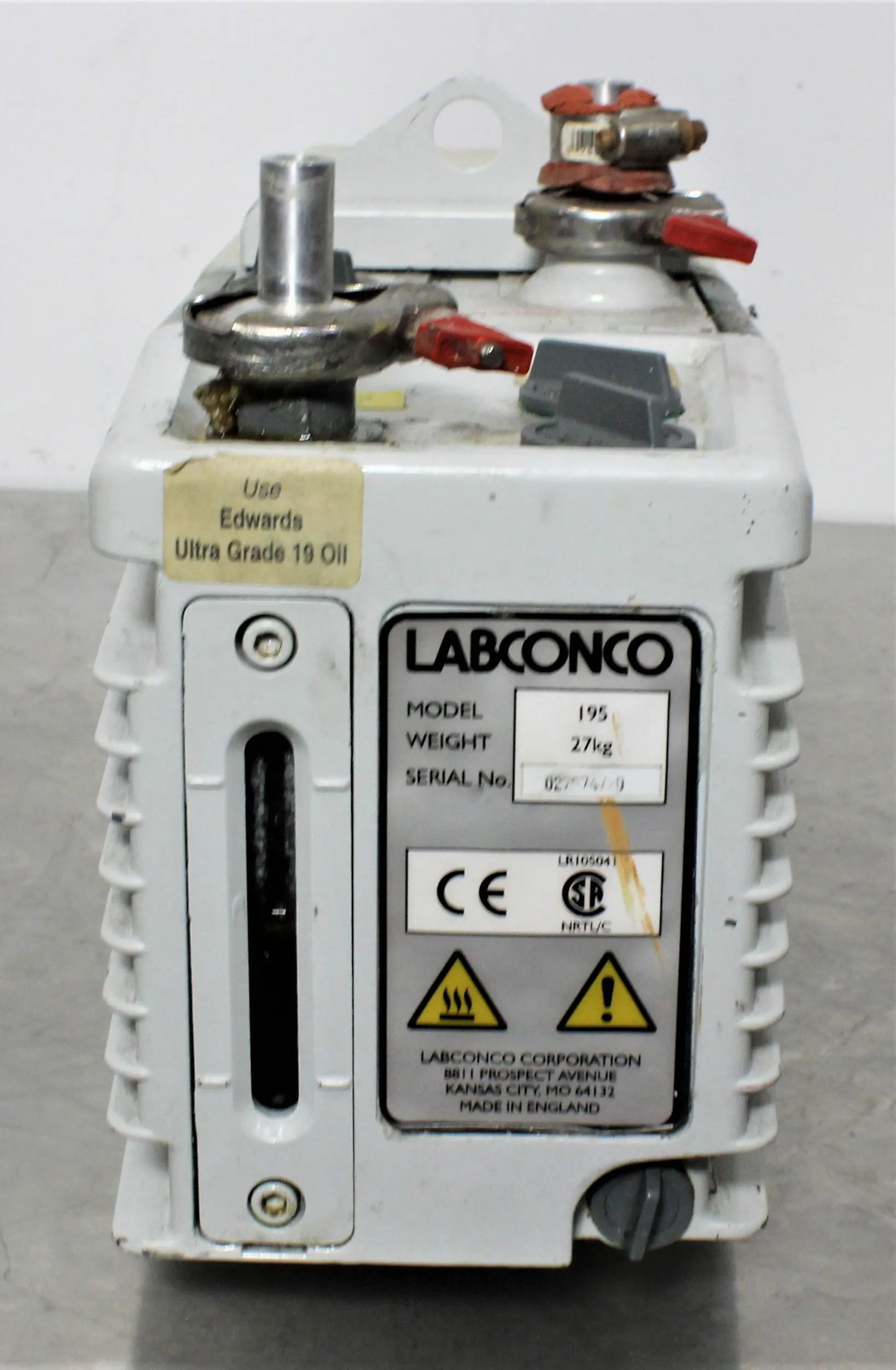 Labconco 195 Rotary Vane Direct Drive Vacuum Pump