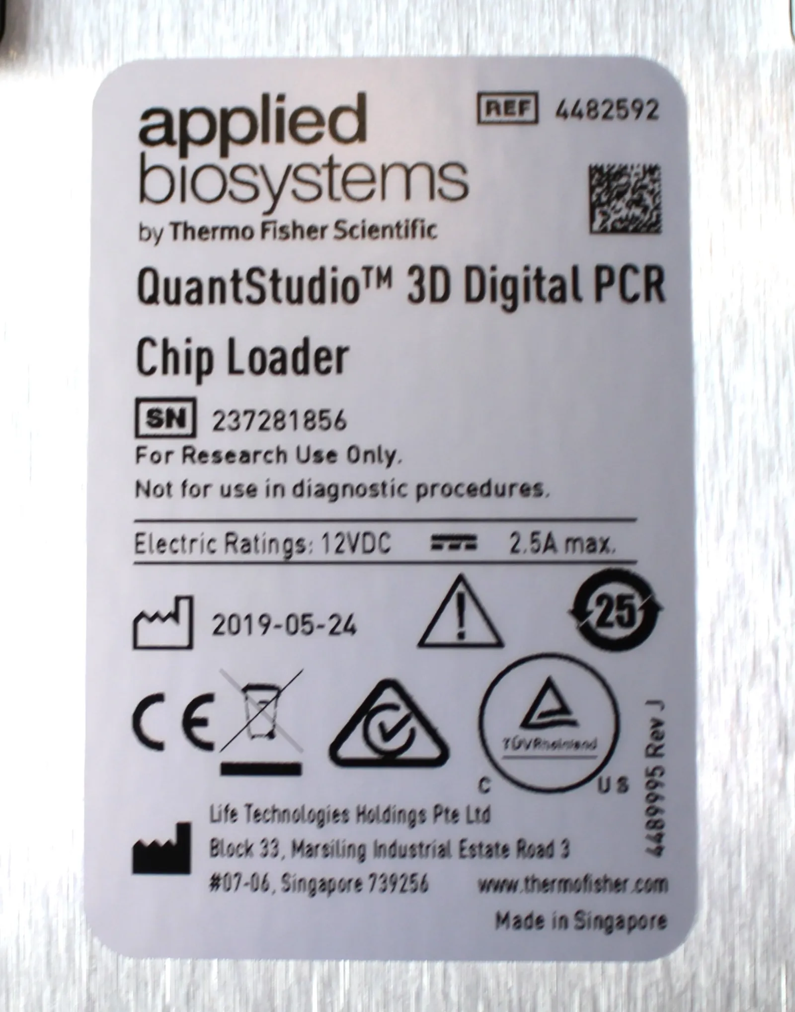 Thermo Applied Biosystems QuantStudio 3D Digital PCR Chip Loader REF: 4482592