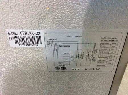 Metalfrio Model CFD1RR-23 Refrigerator