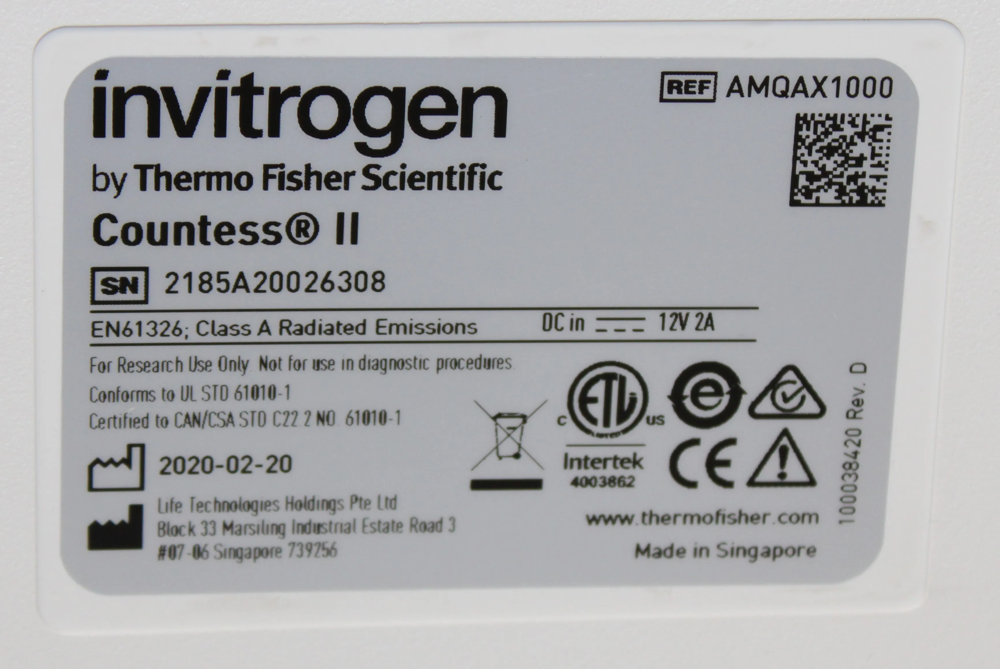 Invitrogen Countess II Automated Cell Counter AMQAX1000R