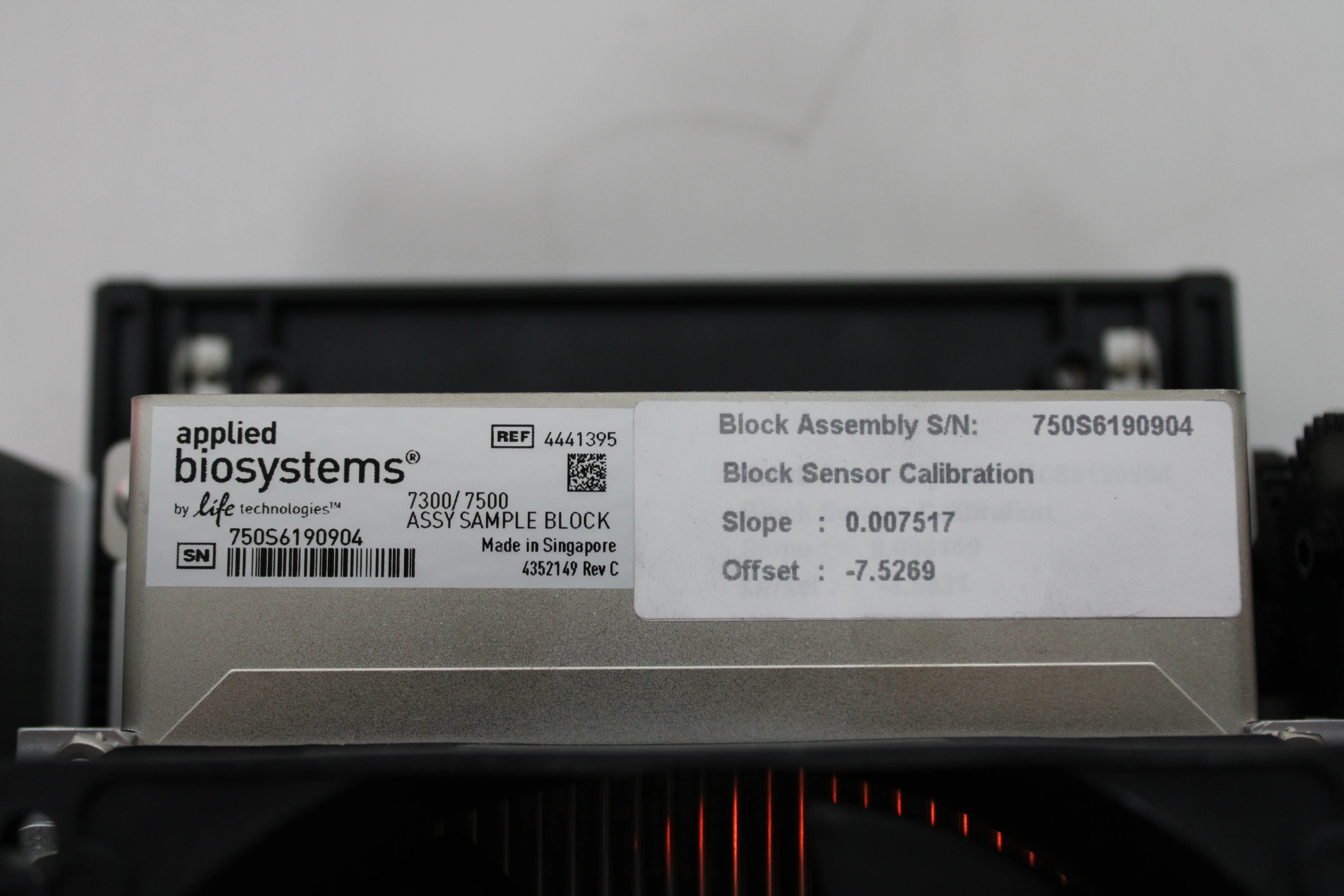 Applied Biosystems 7300/7500 Assembly Sample Block For PCR PN 4441395