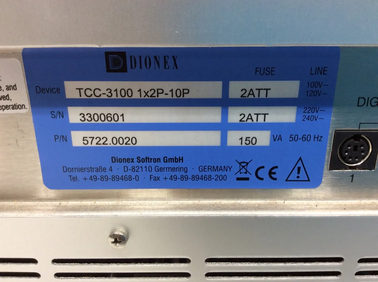 Dionex TCC-3100 Column Thermostat for HPLC / FPLC / GC / CE