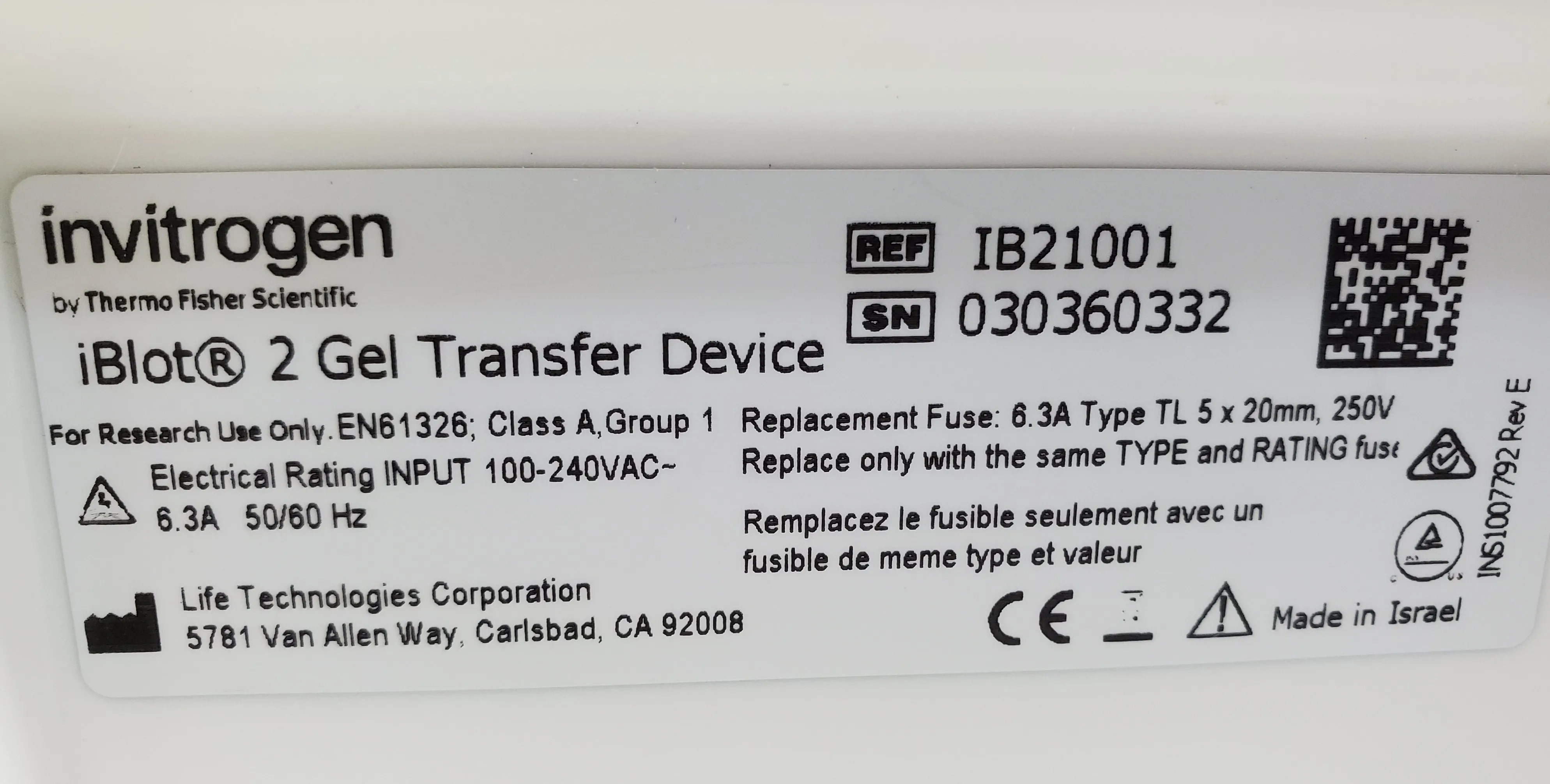 Invitrogen iBlot 2 Gel Transfer Device IB21001