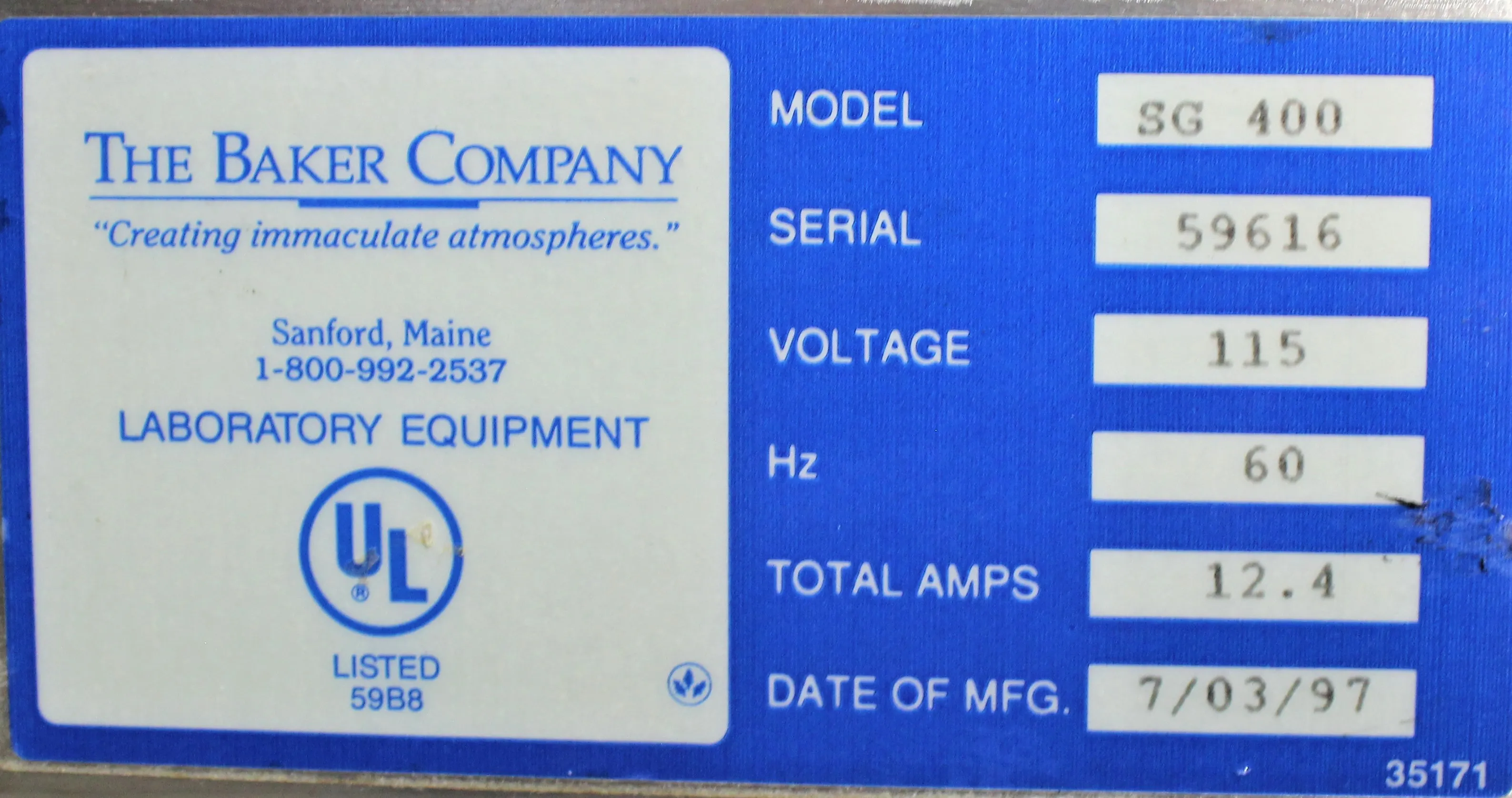 Baker SterilGARD 400 (SG 400) Biological Safety Cabinet Type II, Class A/B3