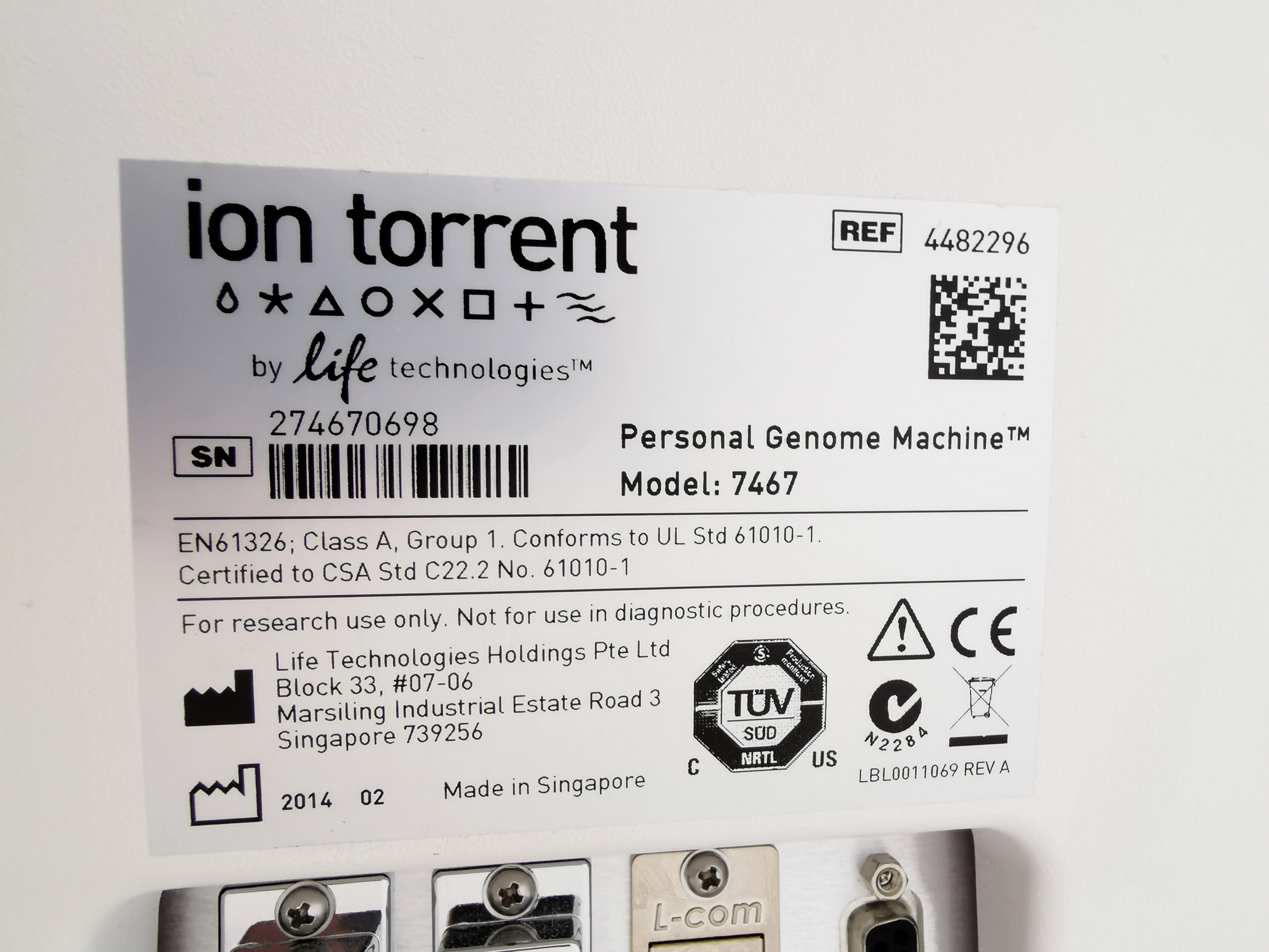 Ion Torrent 7467 Personal Genome PGM System