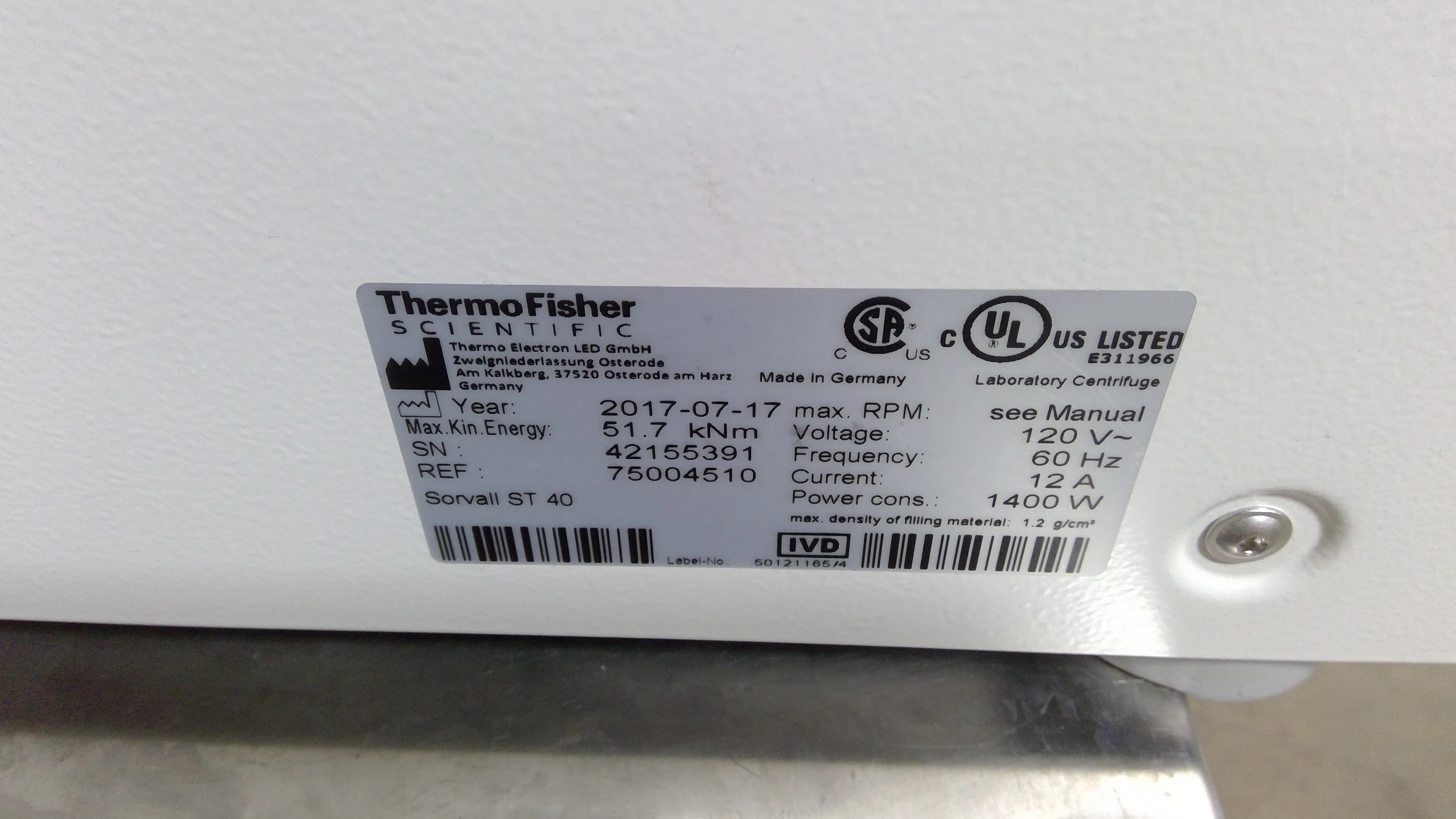 Thermo Scientific Sorvall ST 40 Benchtop Centrifuge