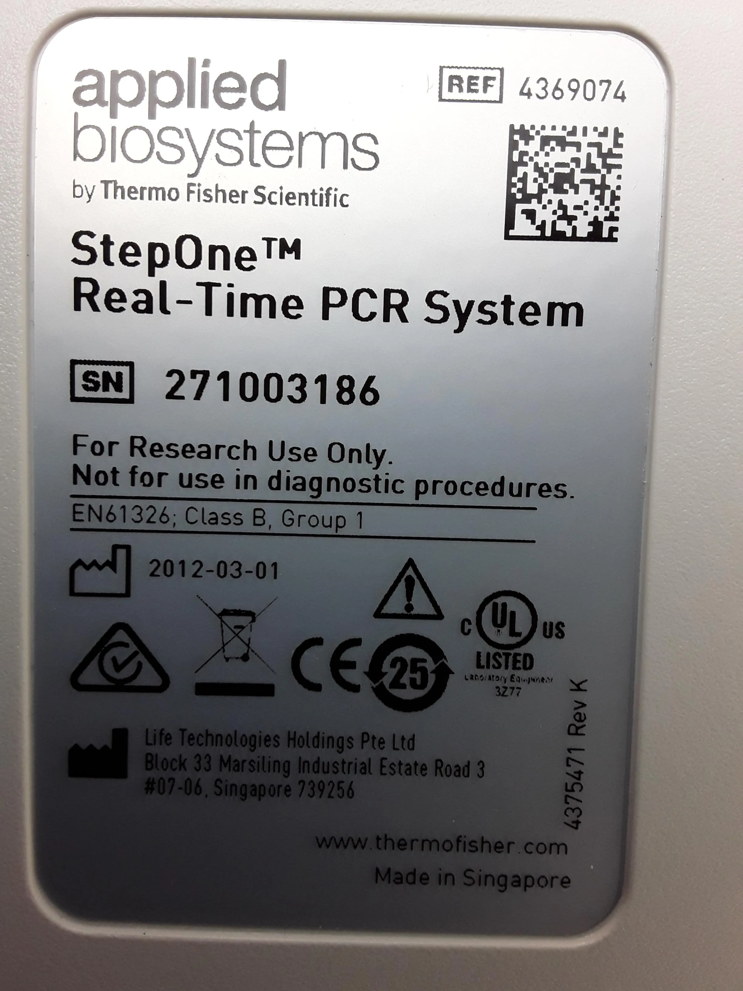 Applied Biosystems Step One Real Time PCR System - Used