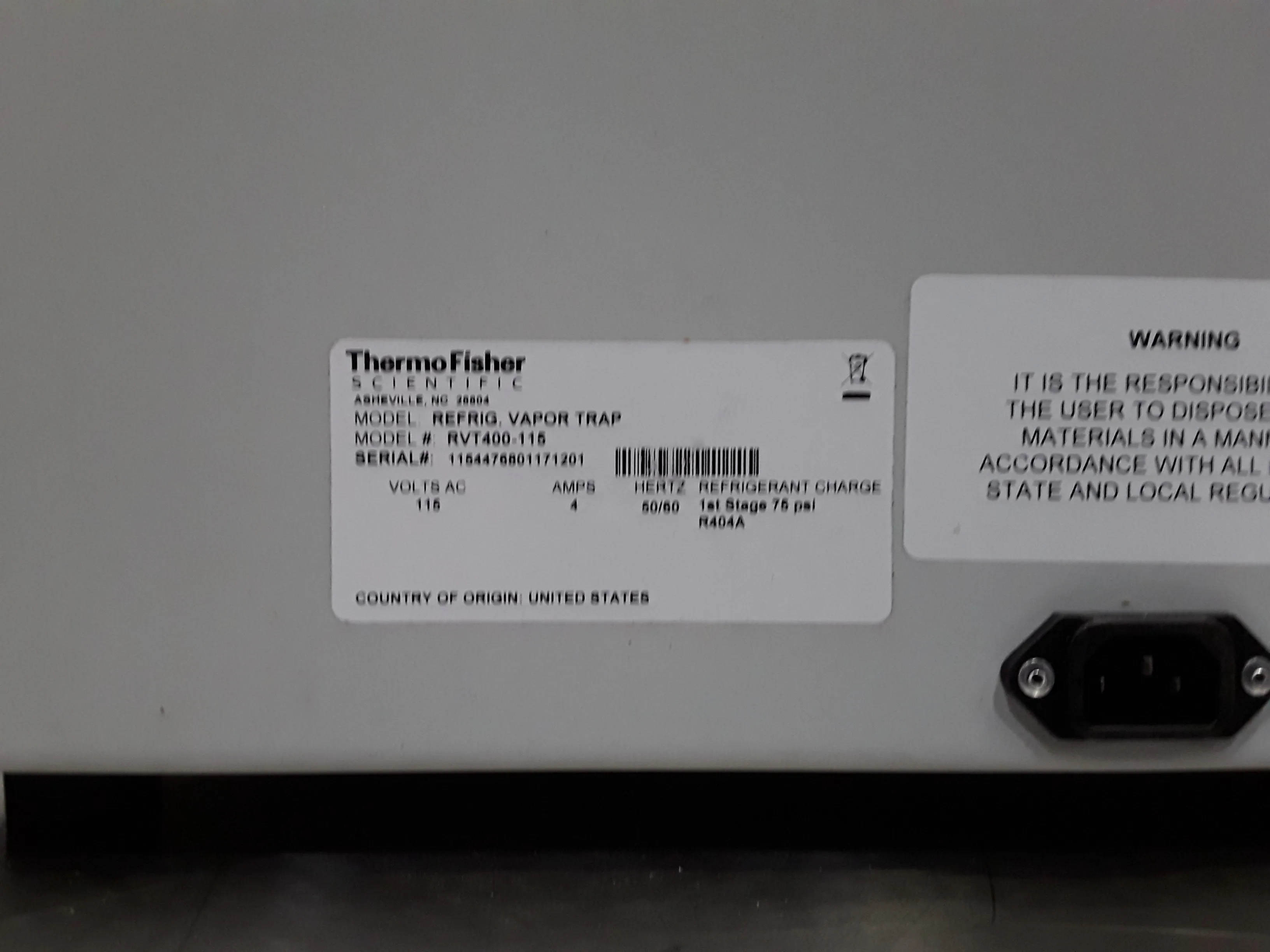 Thermo Fisher RVT400-115 Vapor Trap Refrigerated Lyophilizer