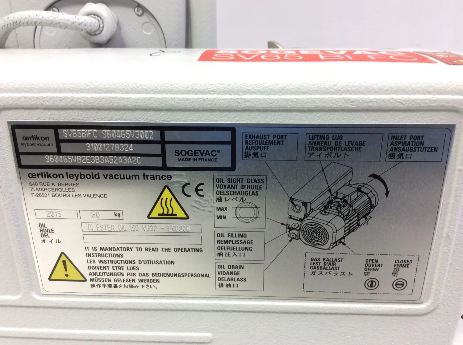 Sogevac SV 40/65 BIFC Vacuum Pump